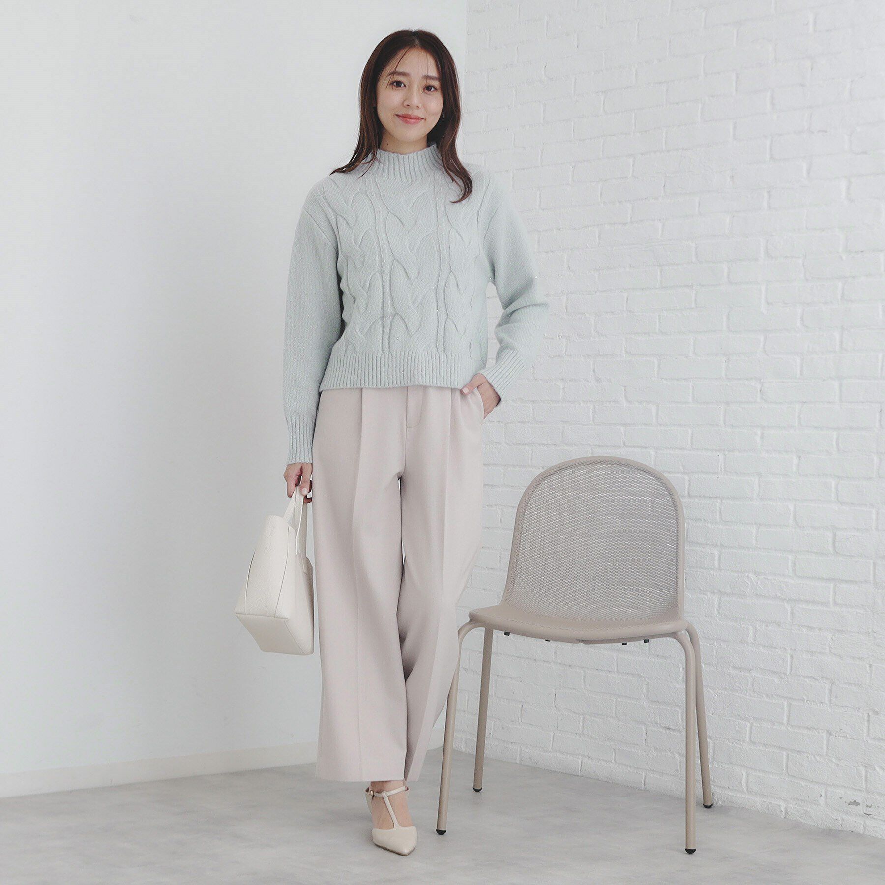 index「《美人百花掲載》スパンコールケーブルニット【洗濯機洗い可】」|ニット・セーター|