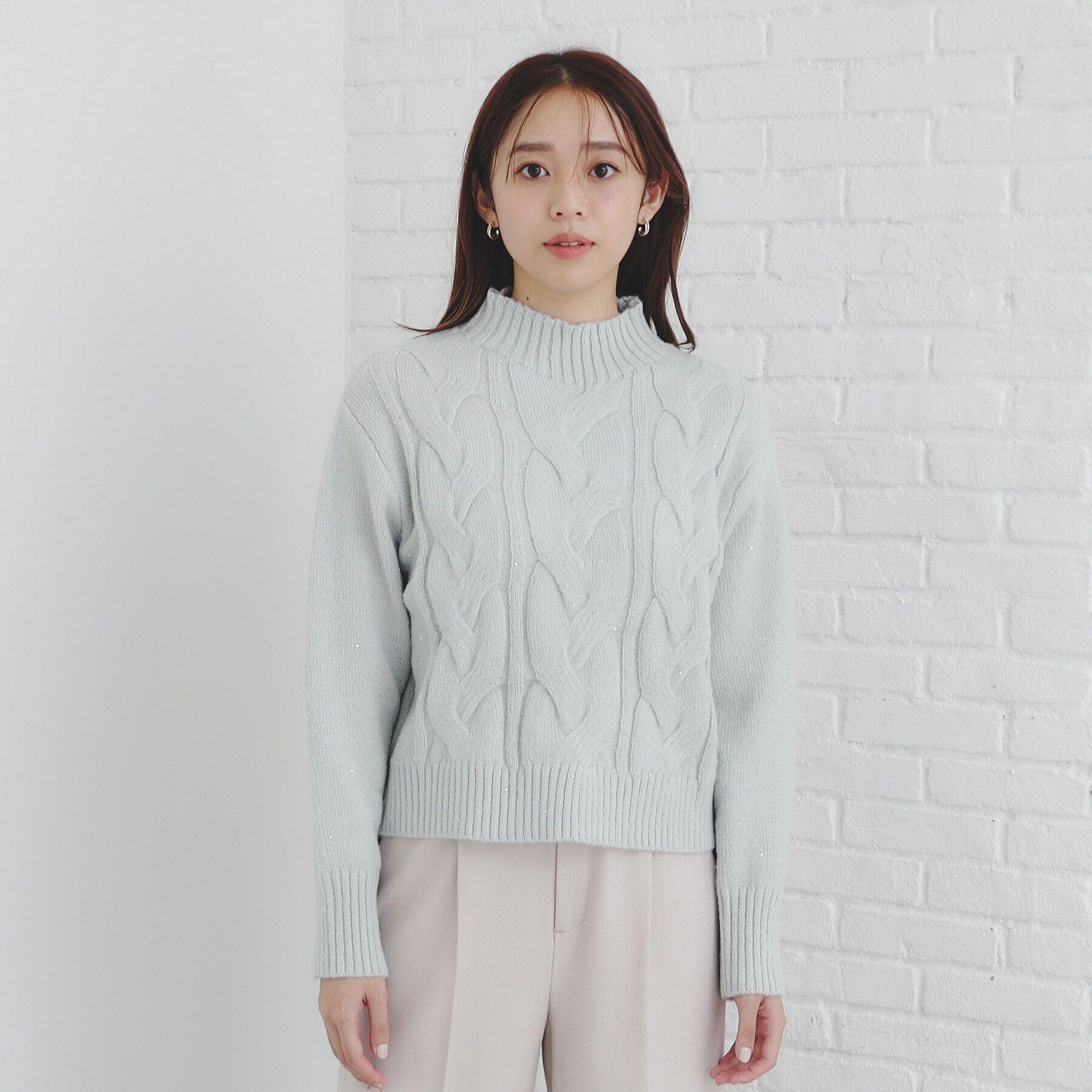 index「《美人百花掲載》スパンコールケーブルニット【洗濯機洗い可】」|ニット・セーター|