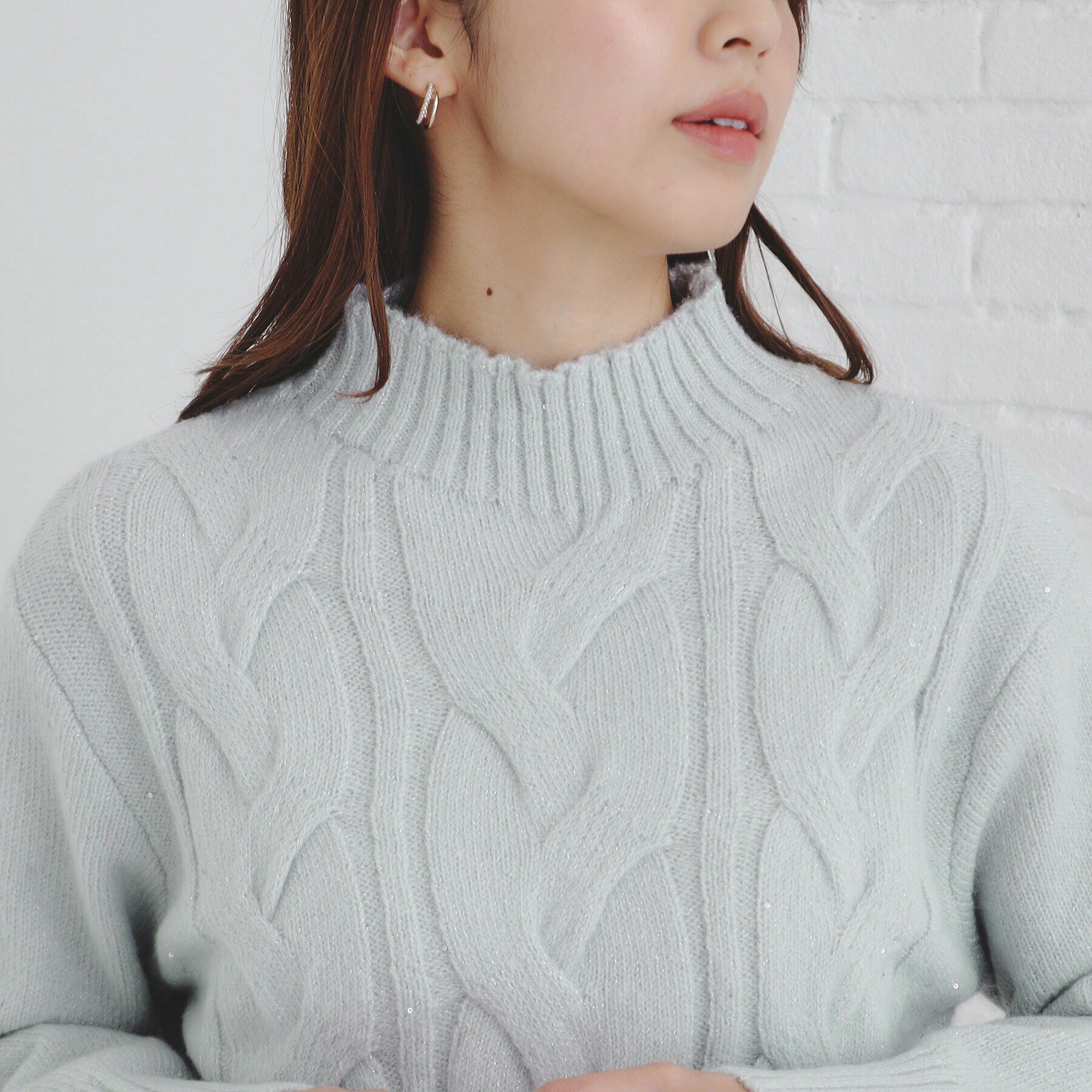 index「《美人百花掲載》スパンコールケーブルニット【洗濯機洗い可】」|ニット・セーター|