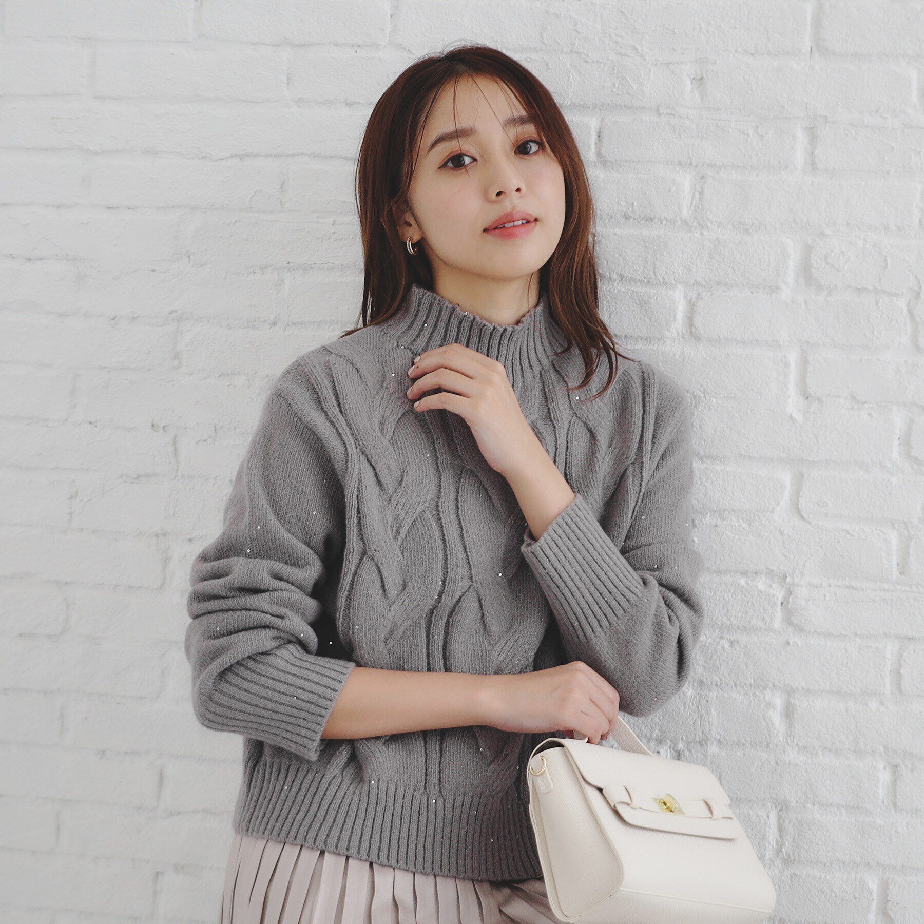 index「《美人百花掲載》スパンコールケーブルニット【洗濯機洗い可】」|ニット・セーター|