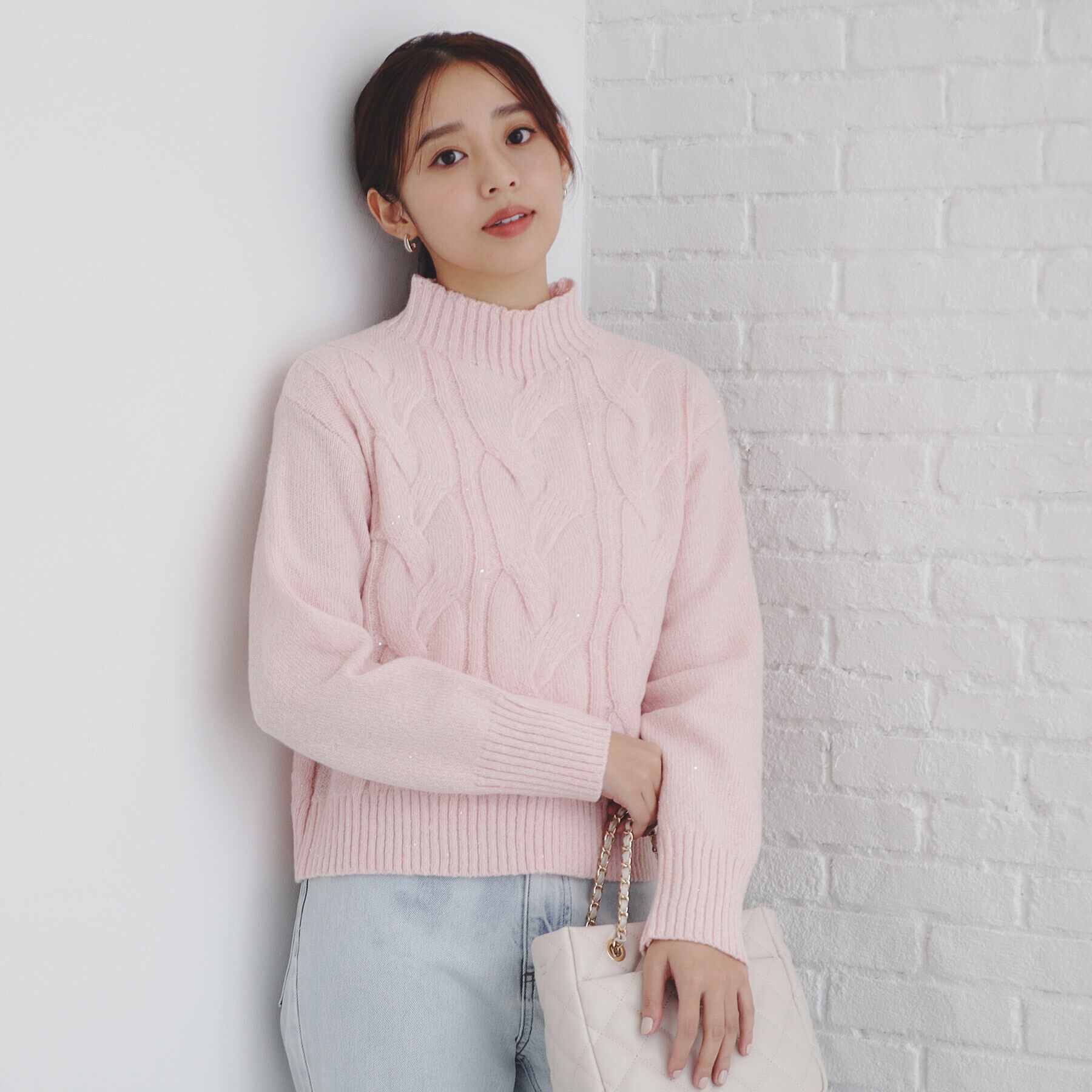 index「《美人百花掲載》スパンコールケーブルニット【洗濯機洗い可】」|ニット・セーター|