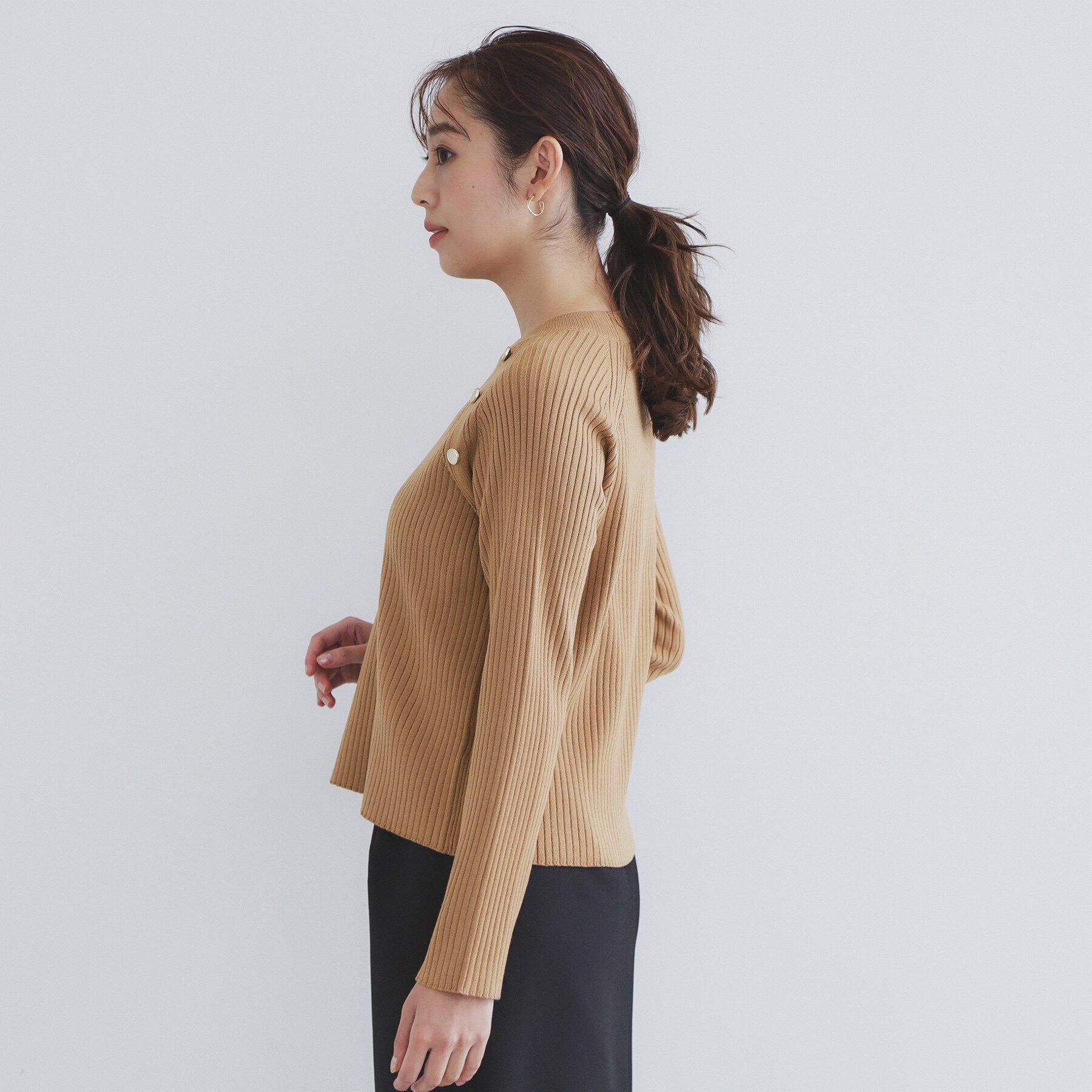 index「ゴールドボタンワイドリブニット【洗濯機可/抗ピル】」|ニット・セーター|