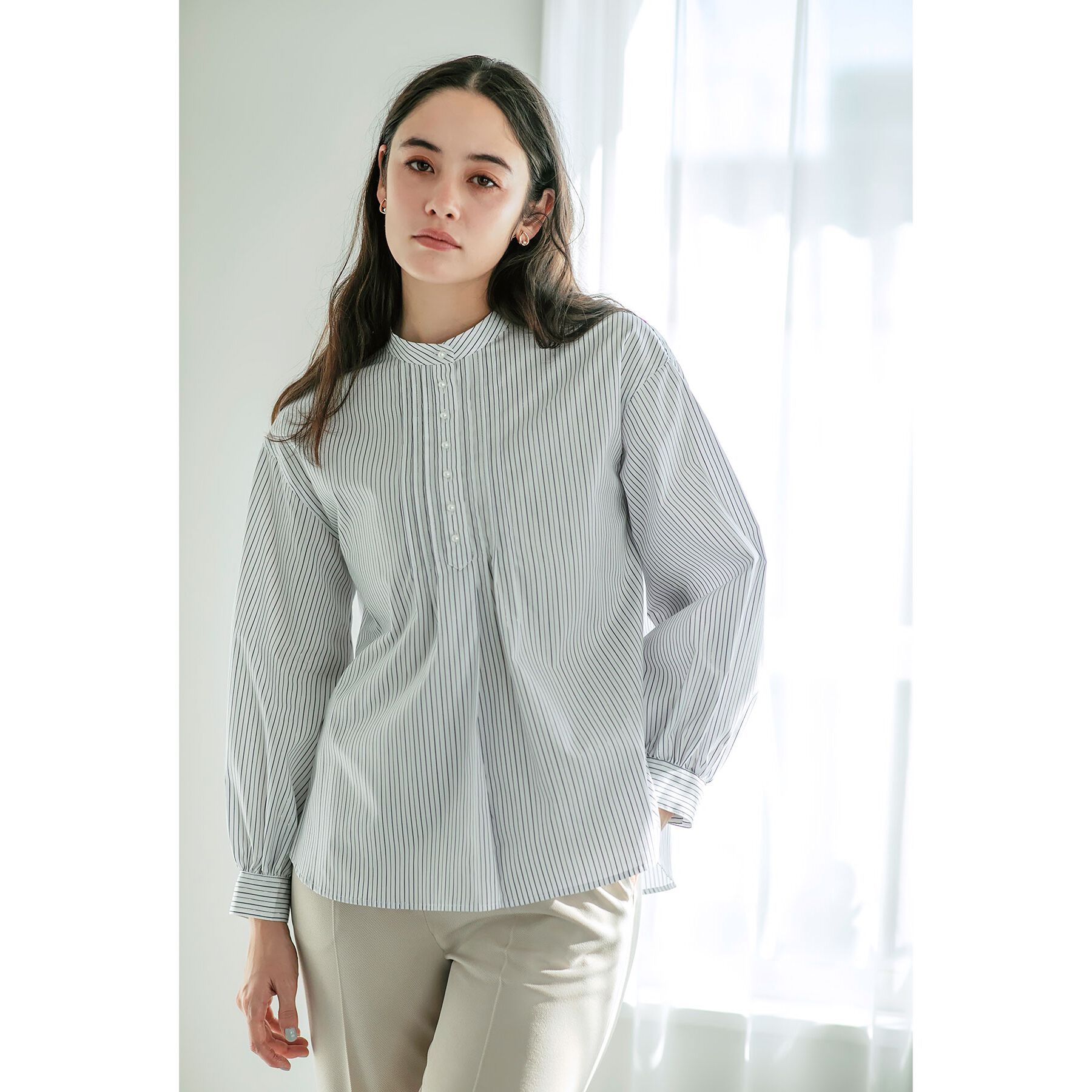 index「《6color》ラメラインバンドカラーシャツ【洗濯機洗い可/イージーアイロン/防シワ】」|シャツ・ブラウス|