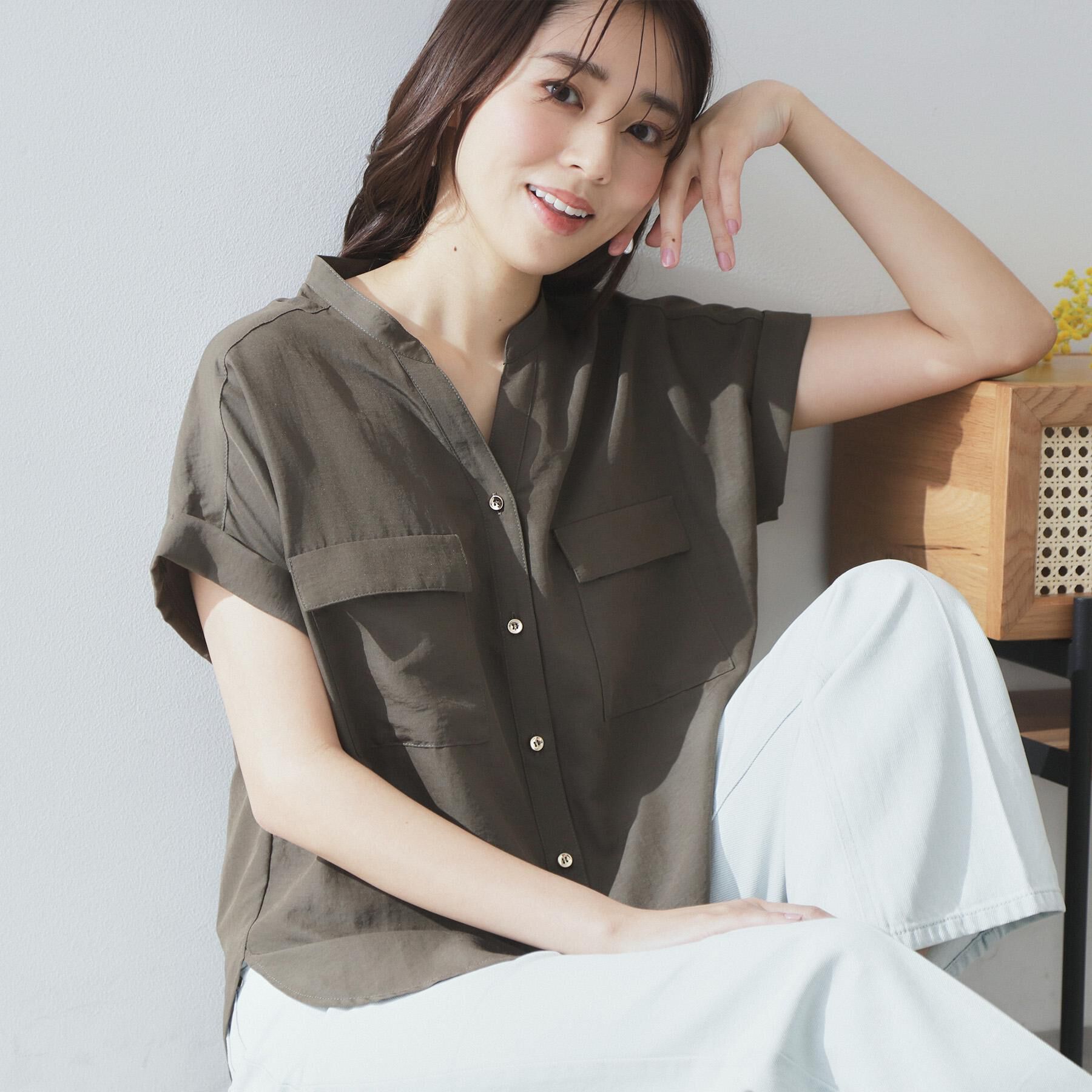 index「ダブルポケットスキッパーブラウス【洗濯機洗い可/イージーアイロン】」|シャツ・ブラウス|