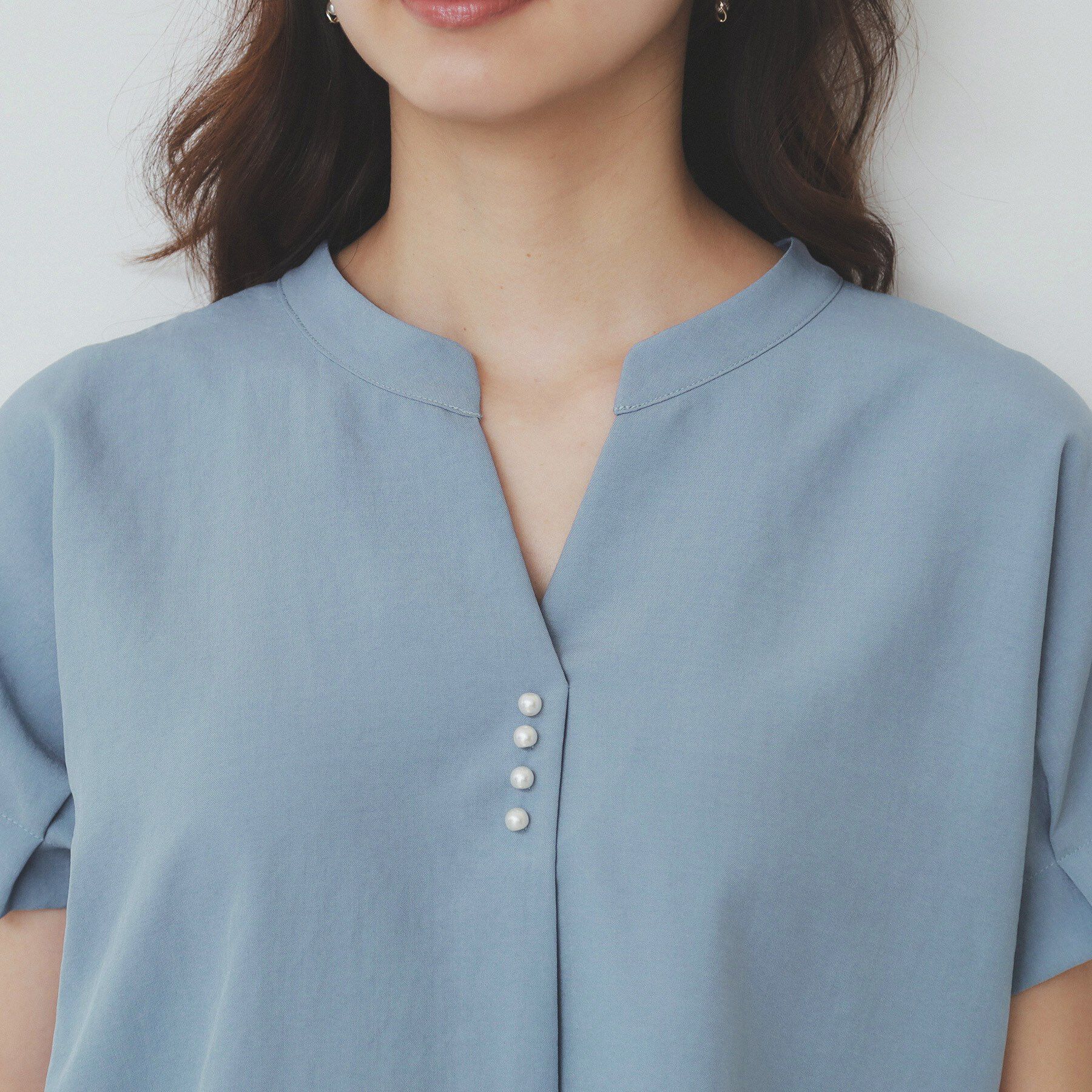 index「《7色展開/XS-LLサイズ》タックスリーブスキッパーブラウス【洗濯機洗い可/吸水速乾/抗ピル/防シ」|シャツ・ブラウス|