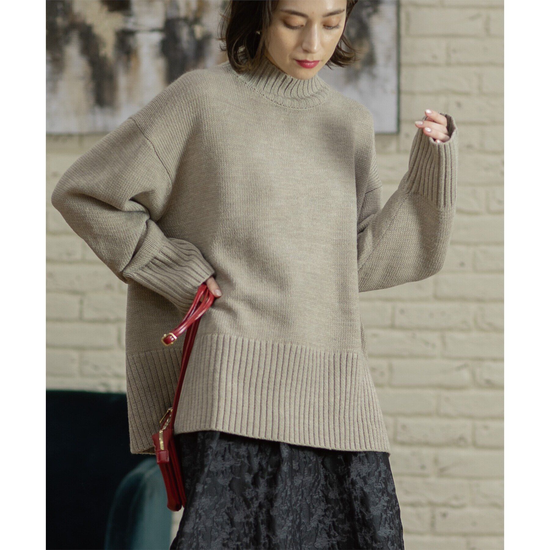 OPAQUE.CLIP「《10color/S-LLsize》ハイネックミドルゲージニット【洗濯機洗い可】」|ニット・セーター|