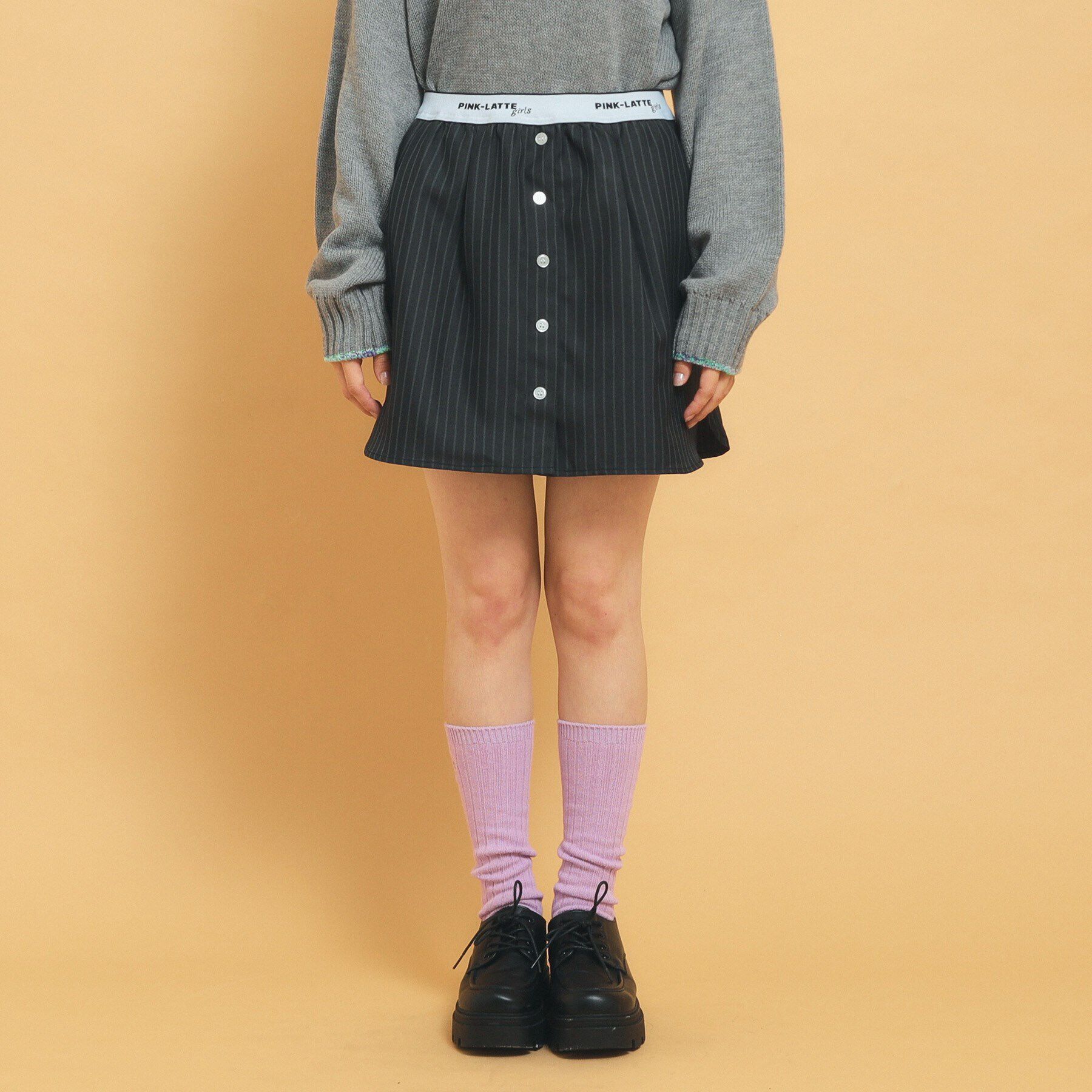 PINK-latte「【インナー付き】ストライプシャツスカート」|スカート|