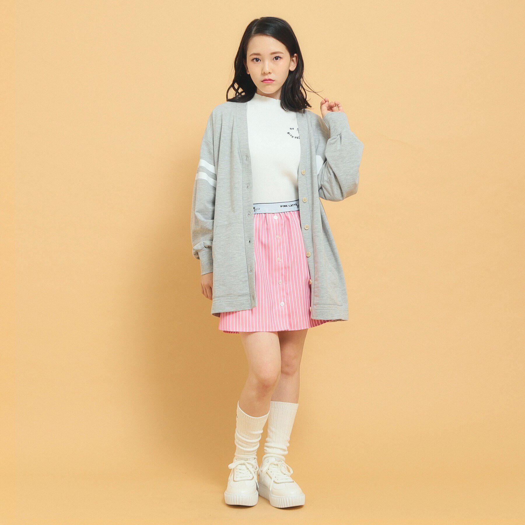 PINK-latte「【インナー付き】ストライプシャツスカート」|スカート|