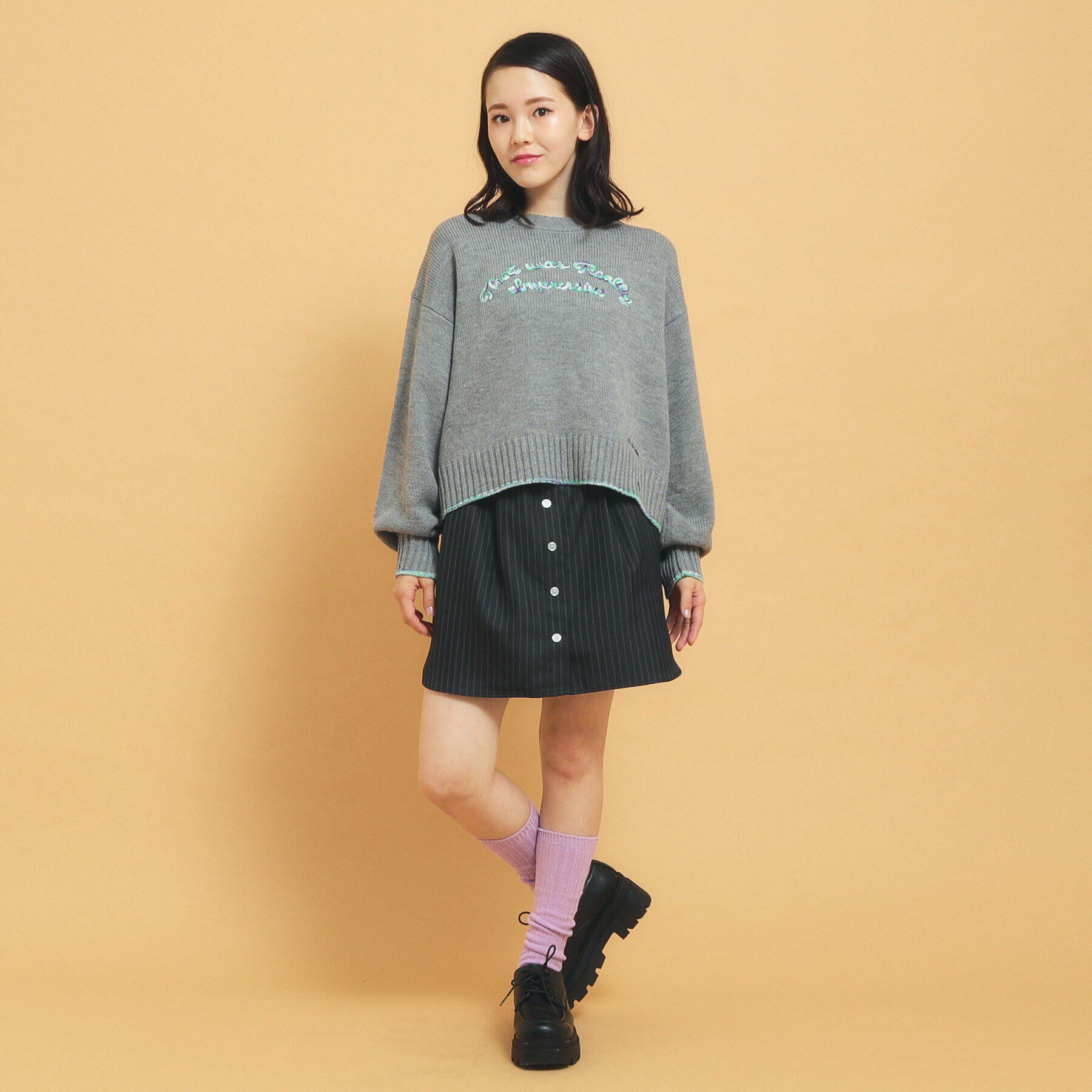 PINK-latte「【インナー付き】ストライプシャツスカート」|スカート|