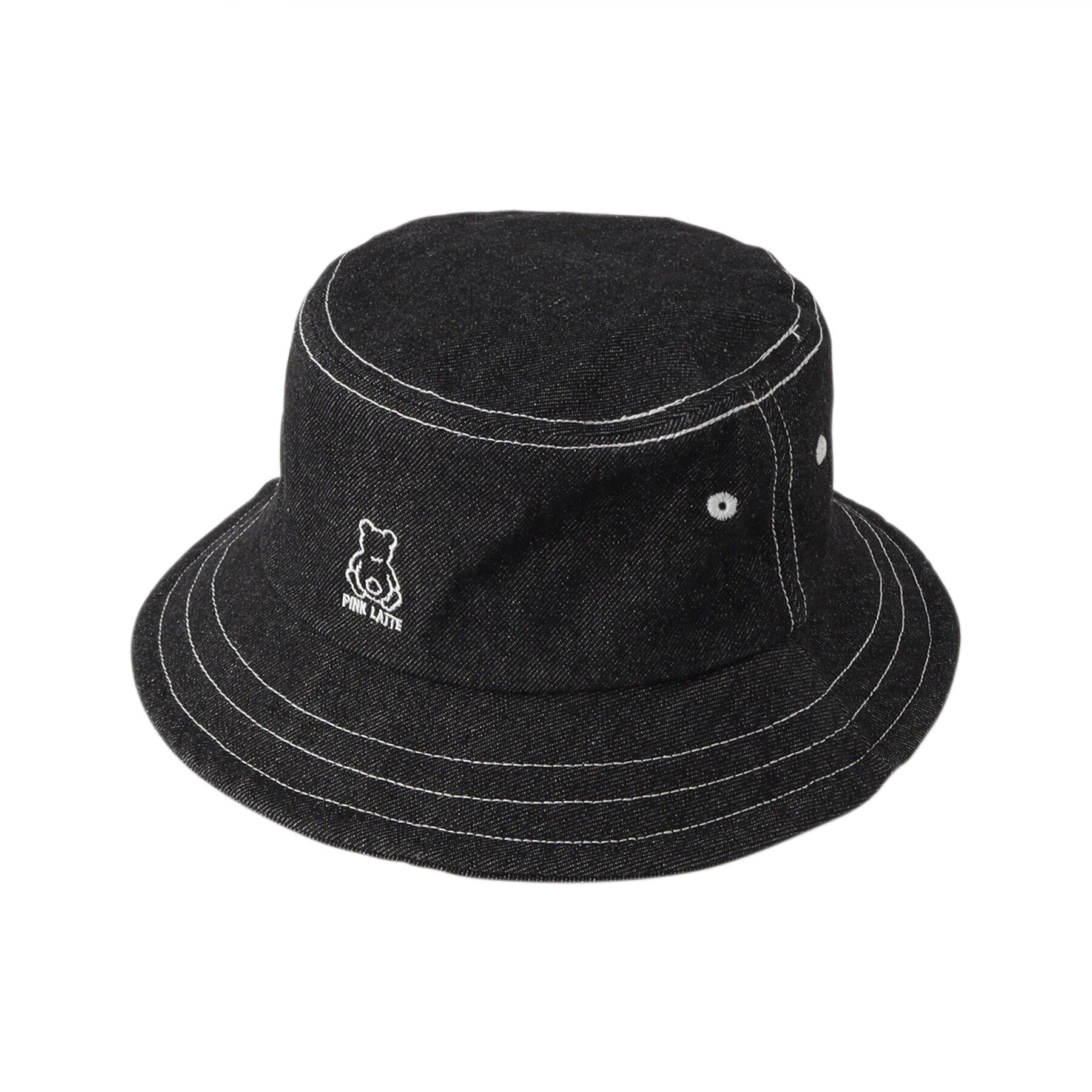 PINK-latte「くまステッチハット」|ハット|ﾌﾞﾗｯｸ(419)