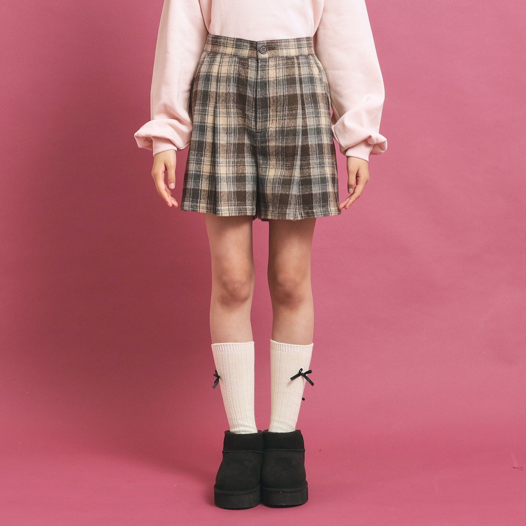 PINK-latte「シャギーショートパンツ」|キュロット|