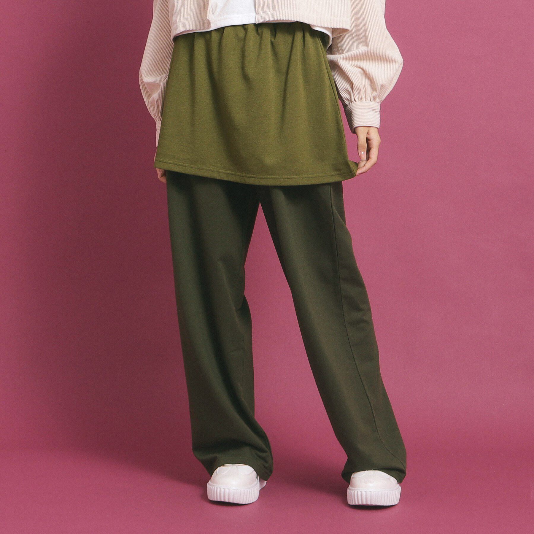 PINK-latte「バックプリントスカート付レイヤードパンツ」|その他|ｶｰｷ(027)