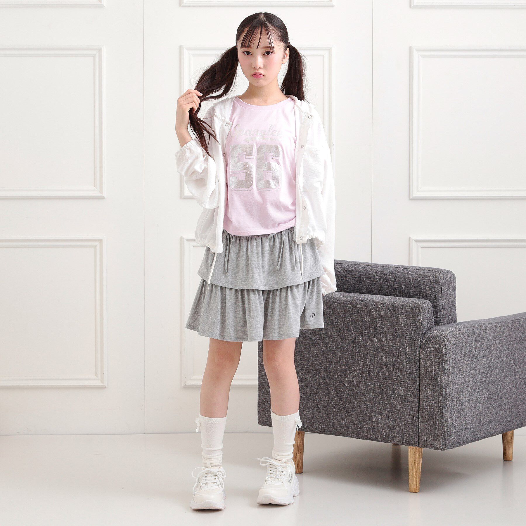 PINK-latte「サイドアジャスターナンバリングTシャツ」|Tシャツ・カットソー|