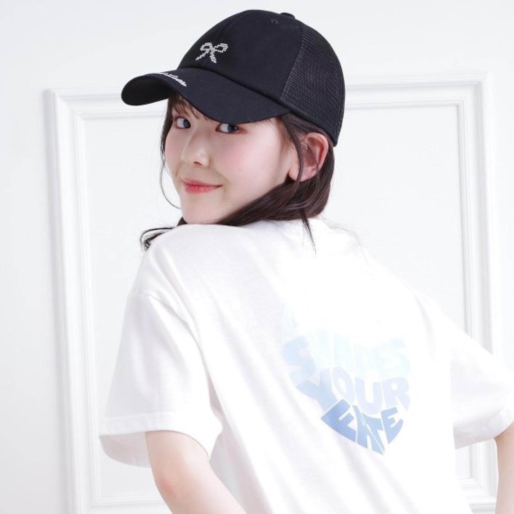 PINK-latte「ストーンリボンメッシュキャップ」|キャップ・キャスケット|