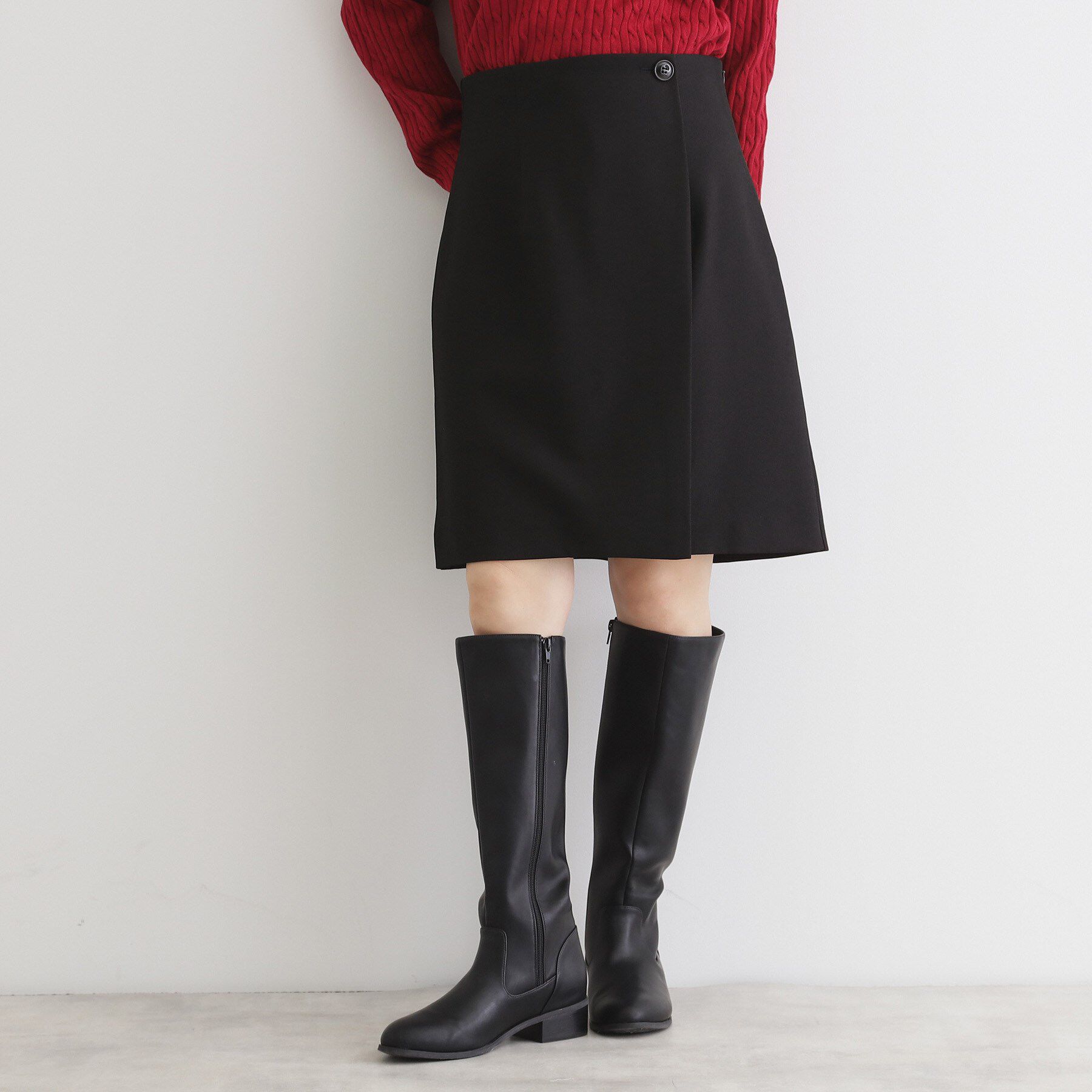 THE SHOP TK「【＠BAILA掲載】ラップ風ミニスカート」|スカート|ブラック(019)