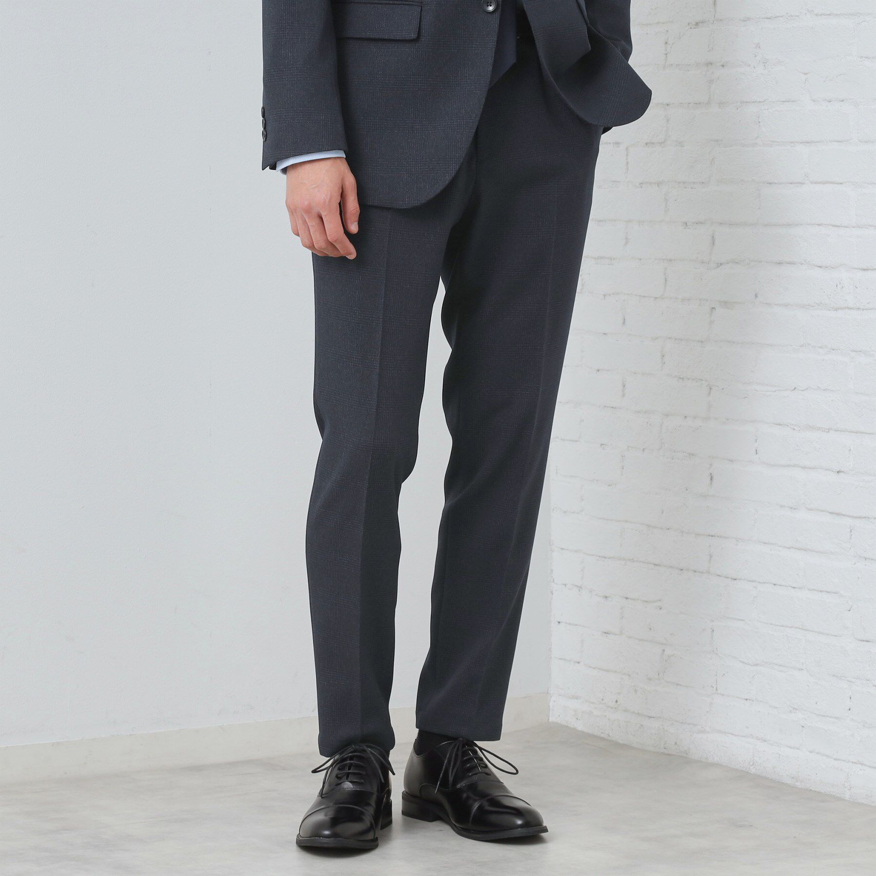 THE SHOP TK「【セットアップ可/防シワ/洗濯機OK】AVANT WOOLYグレンチェックスラックス」|その他|ネイビー(294)