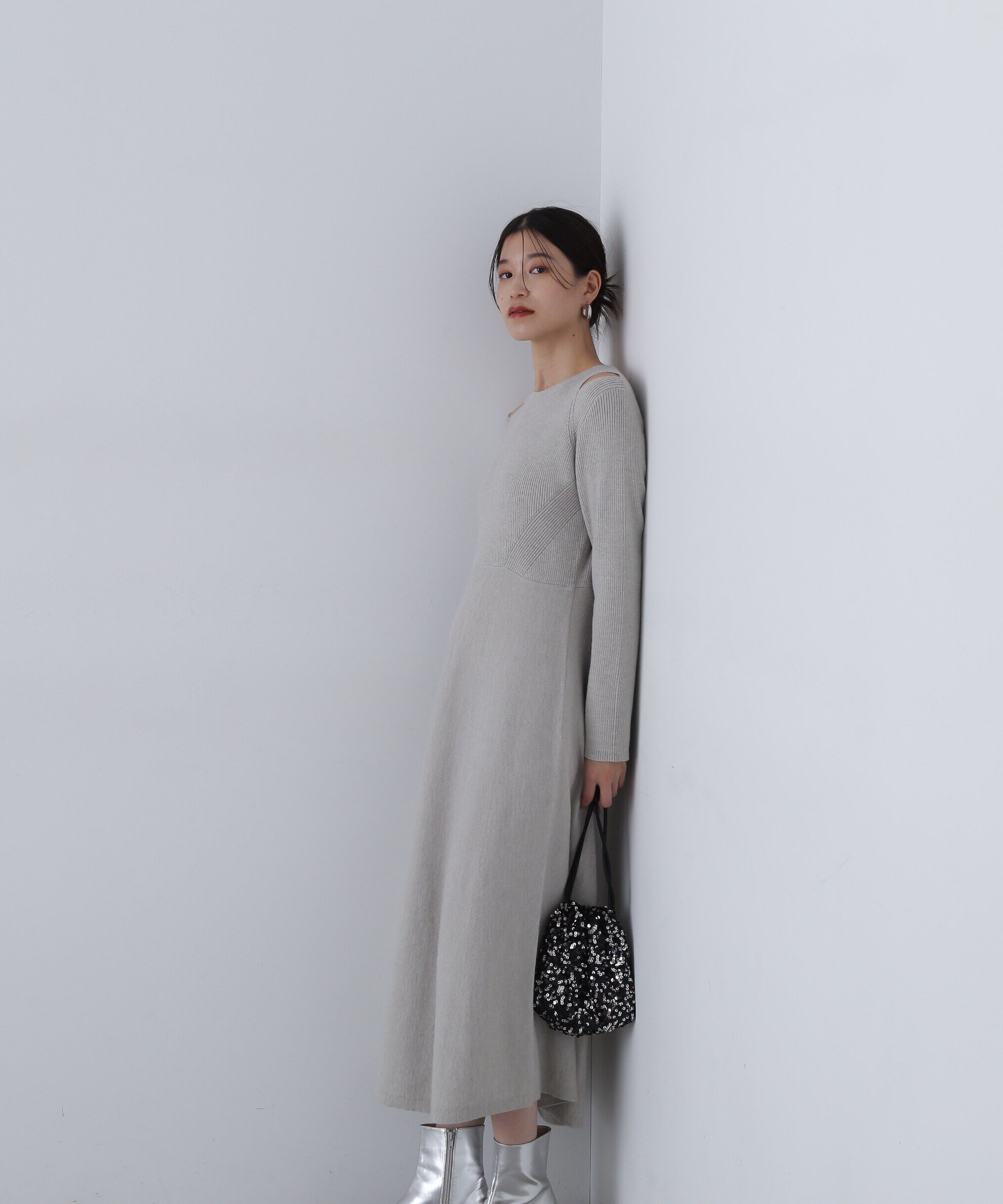  「オープンショルダーニットワンピース」|ワンピース|