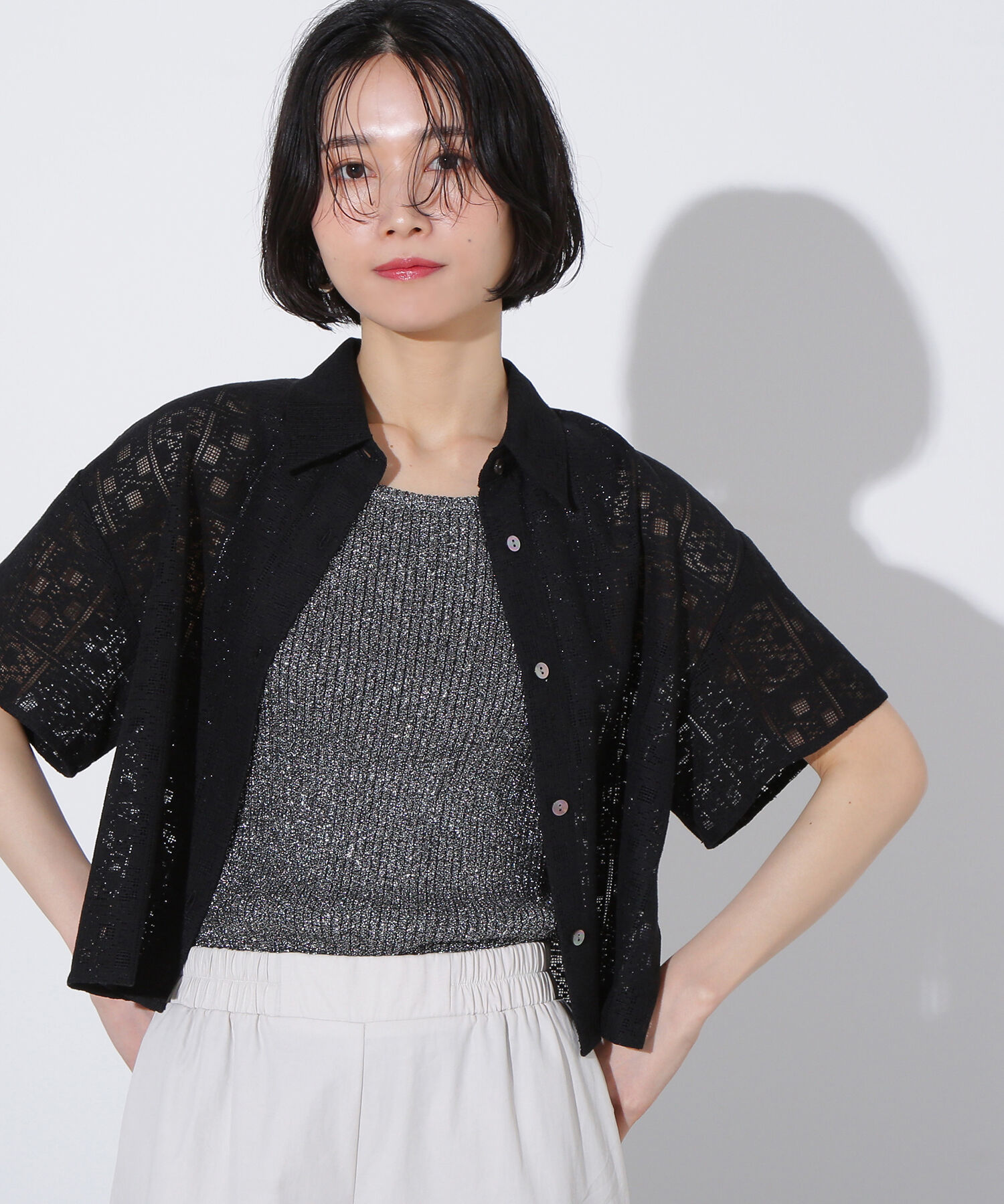  「クロップドレースシャツ」|シャツ・ブラウス|