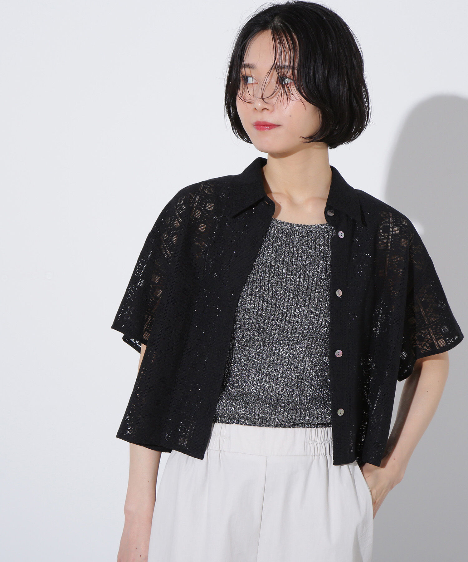  「クロップドレースシャツ」|シャツ・ブラウス|