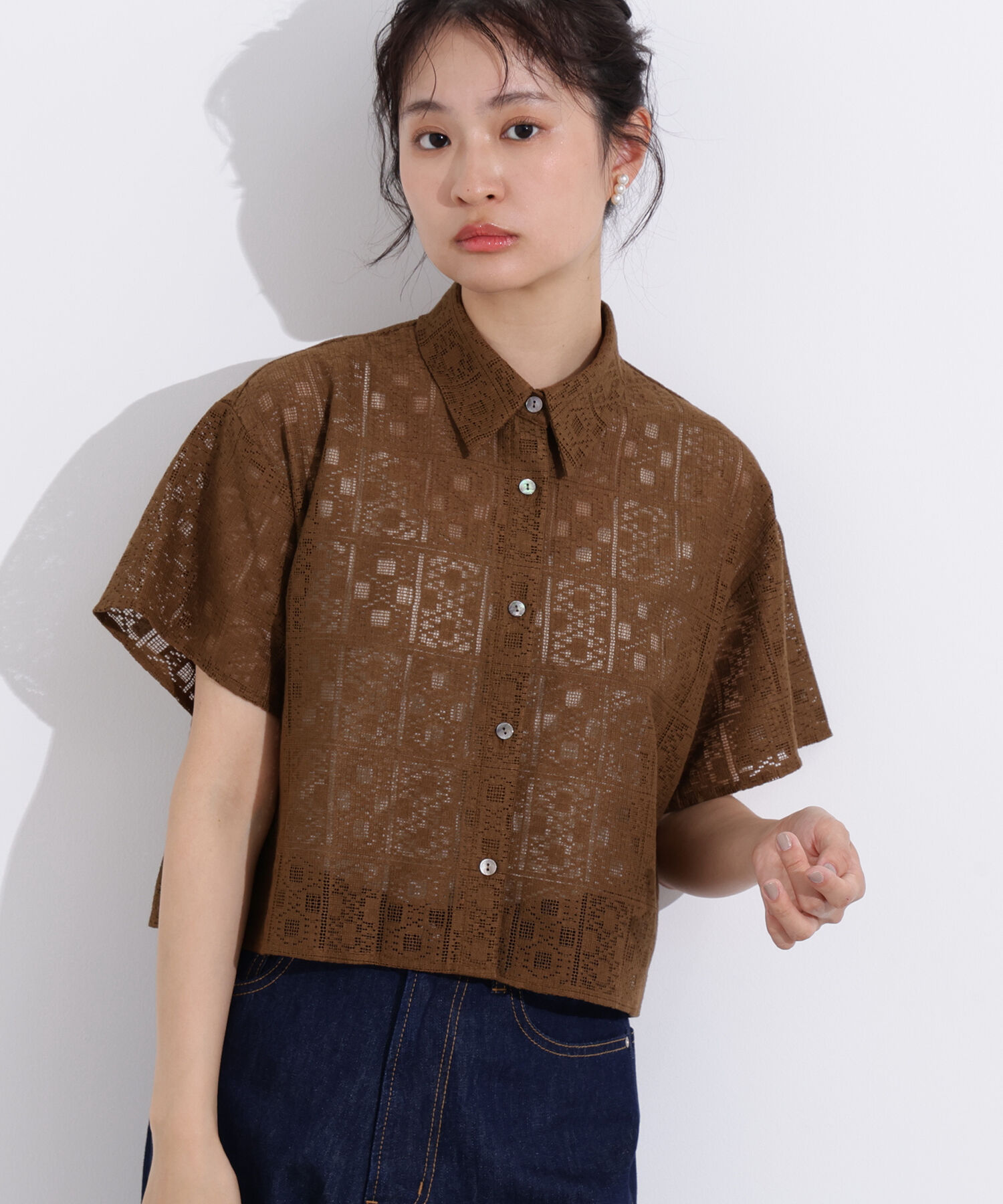  「クロップドレースシャツ」|シャツ・ブラウス|