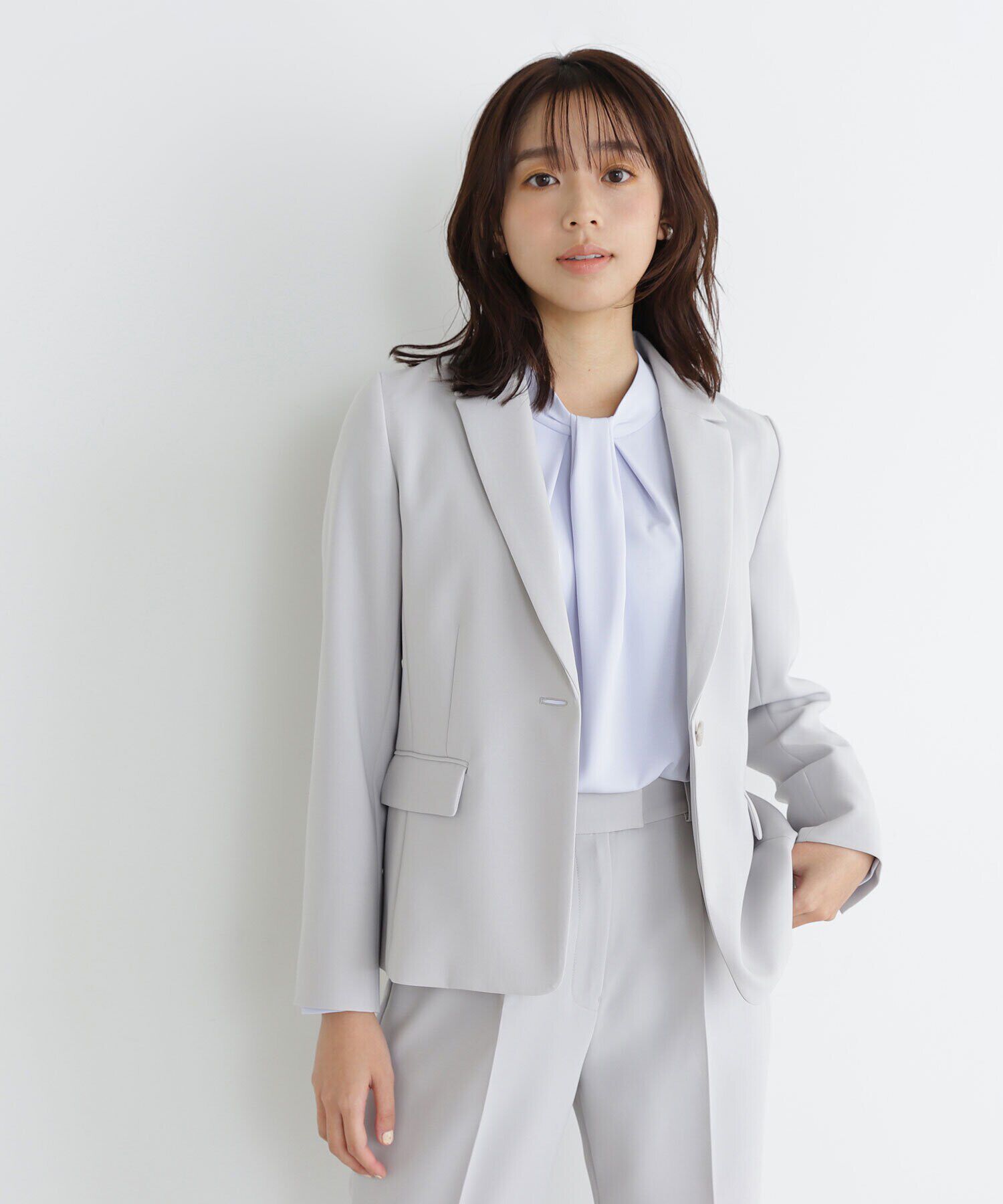  「PeサテンストレッチSETUPシリーズ テーラードジャケット　24SS」|その他|ライトグレー