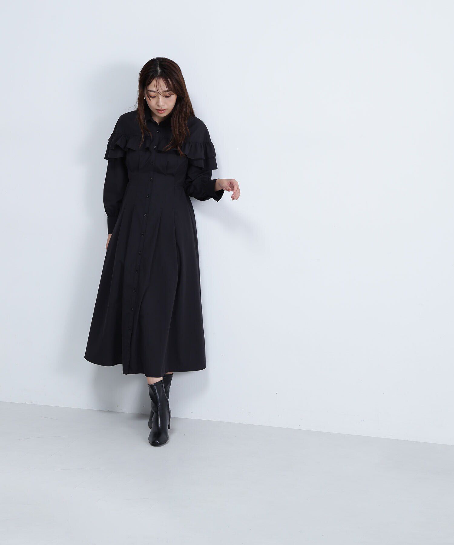  「ヨークフリルシャツワンピース　24AW」|ワンピース|
