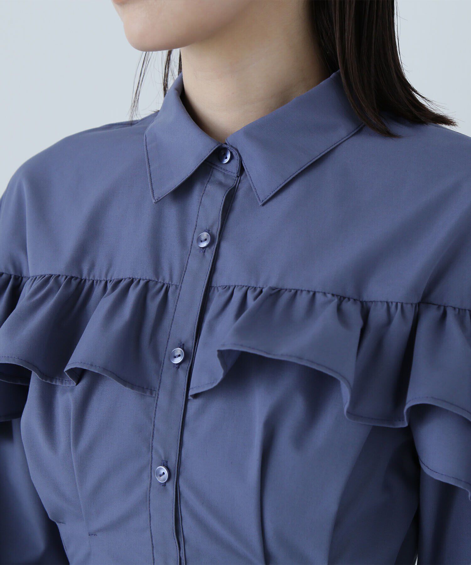  「ヨークフリルシャツワンピース　24AW」|ワンピース|