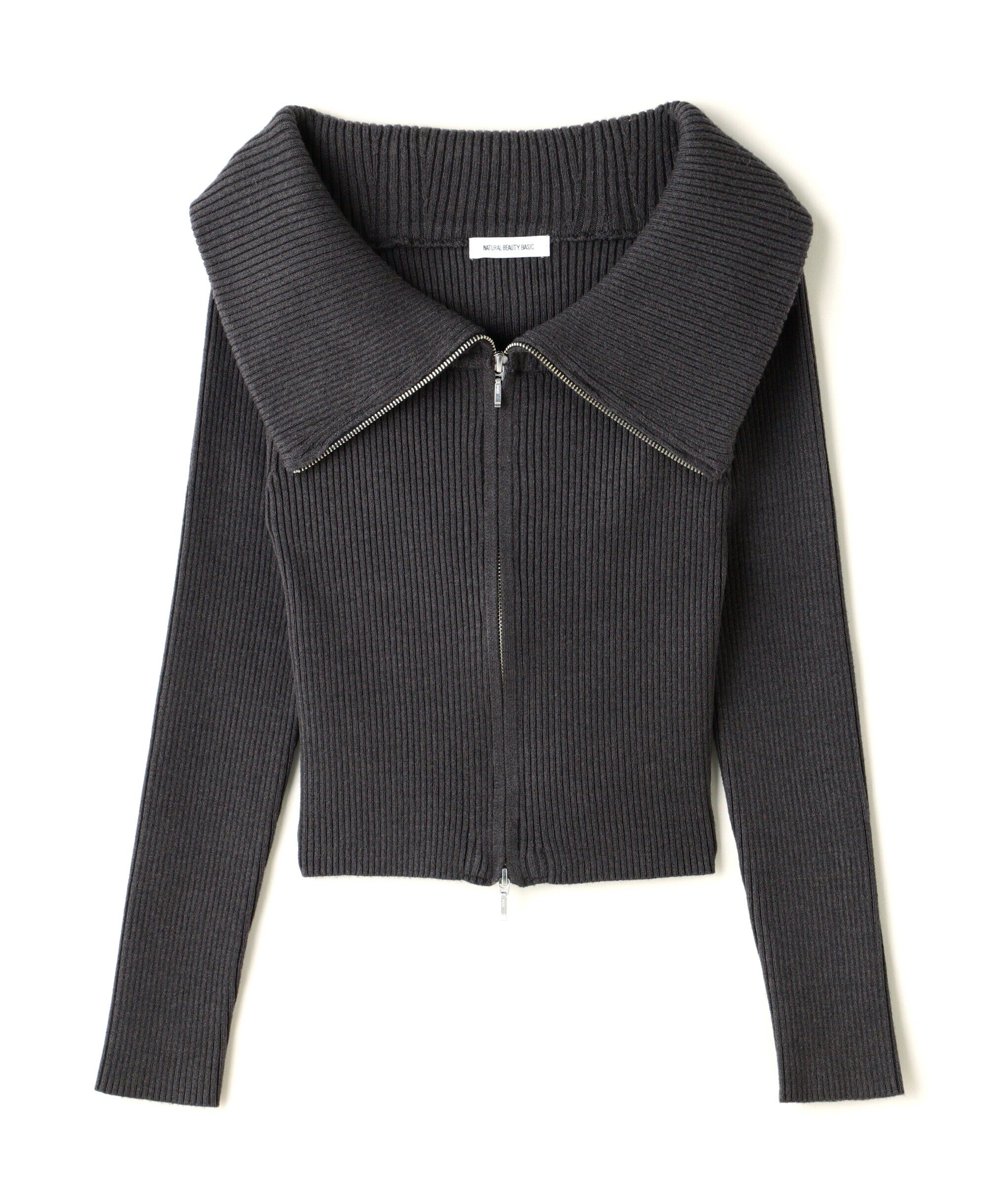  「ビッグカラーダブルジップニット」|ニット・セーター|