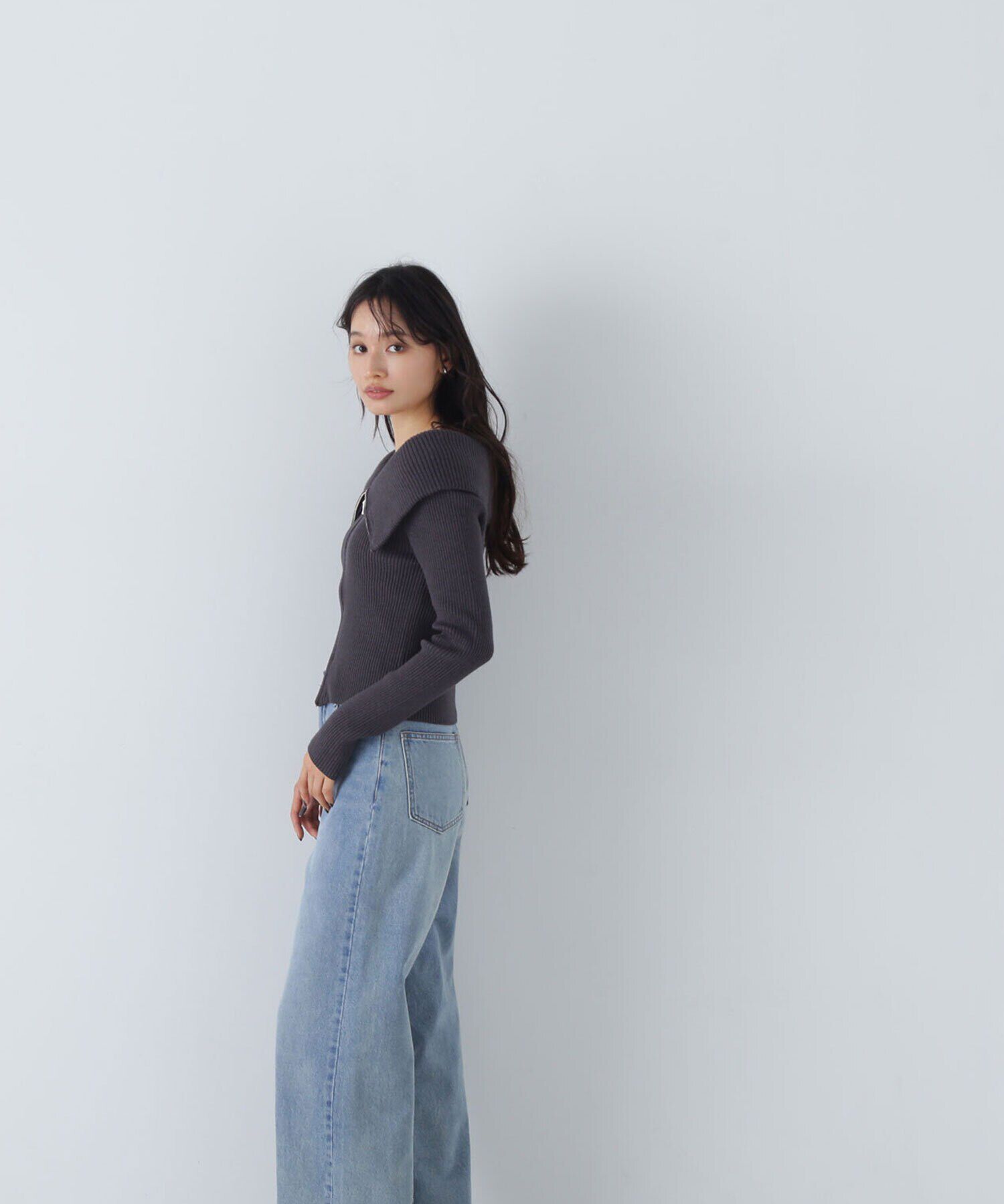  「ビッグカラーダブルジップニット」|ニット・セーター|