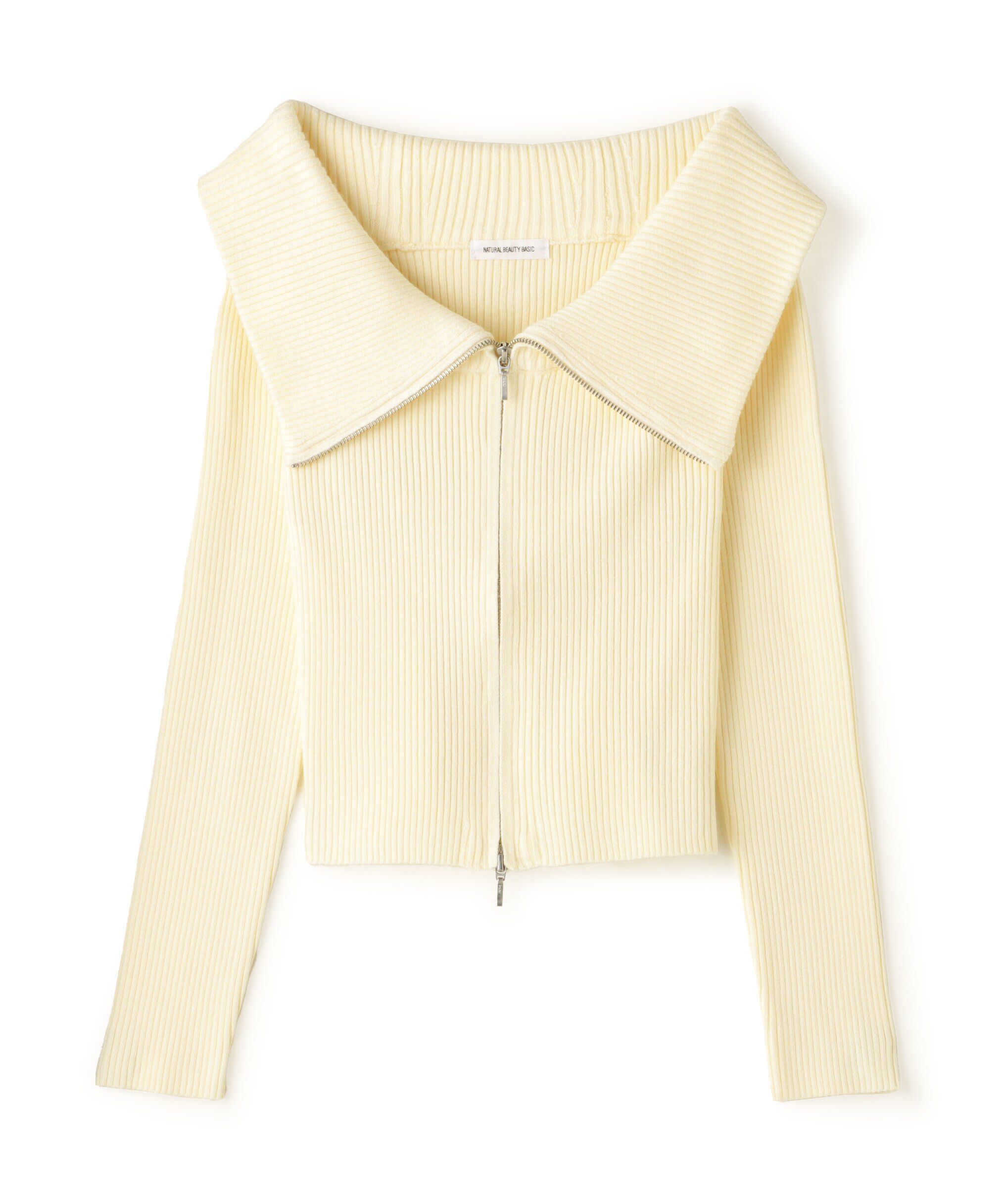  「ビッグカラーダブルジップニット」|ニット・セーター|