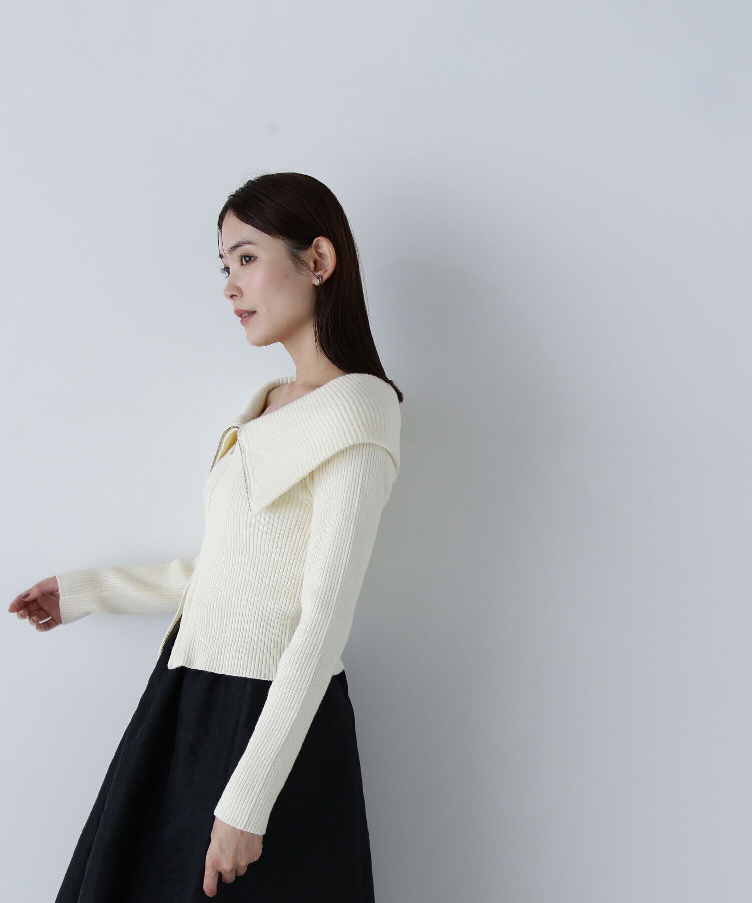  「ビッグカラーダブルジップニット」|ニット・セーター|