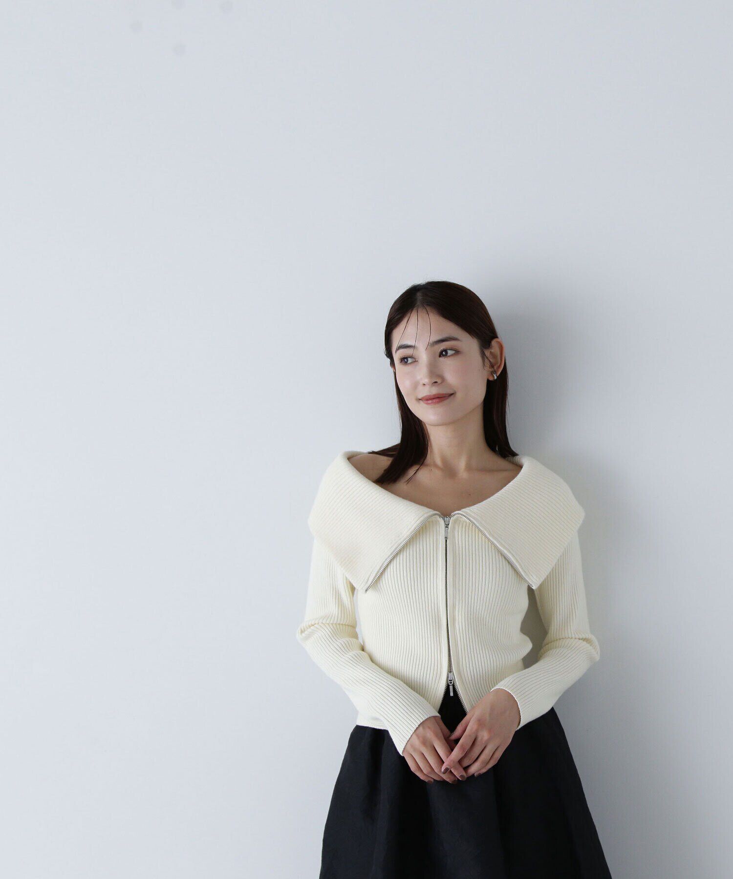  「ビッグカラーダブルジップニット」|ニット・セーター|