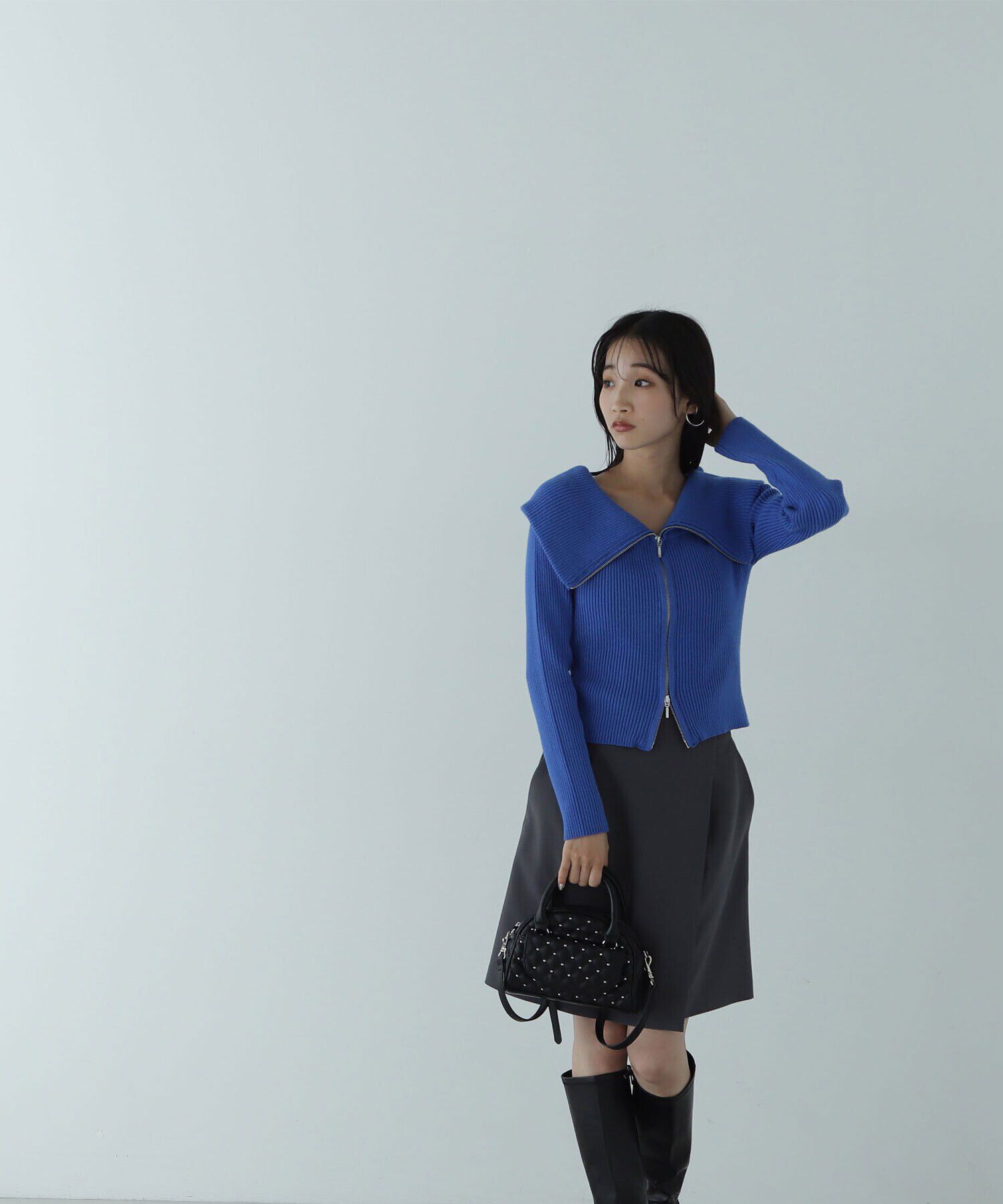  「ビッグカラーダブルジップニット」|ニット・セーター|