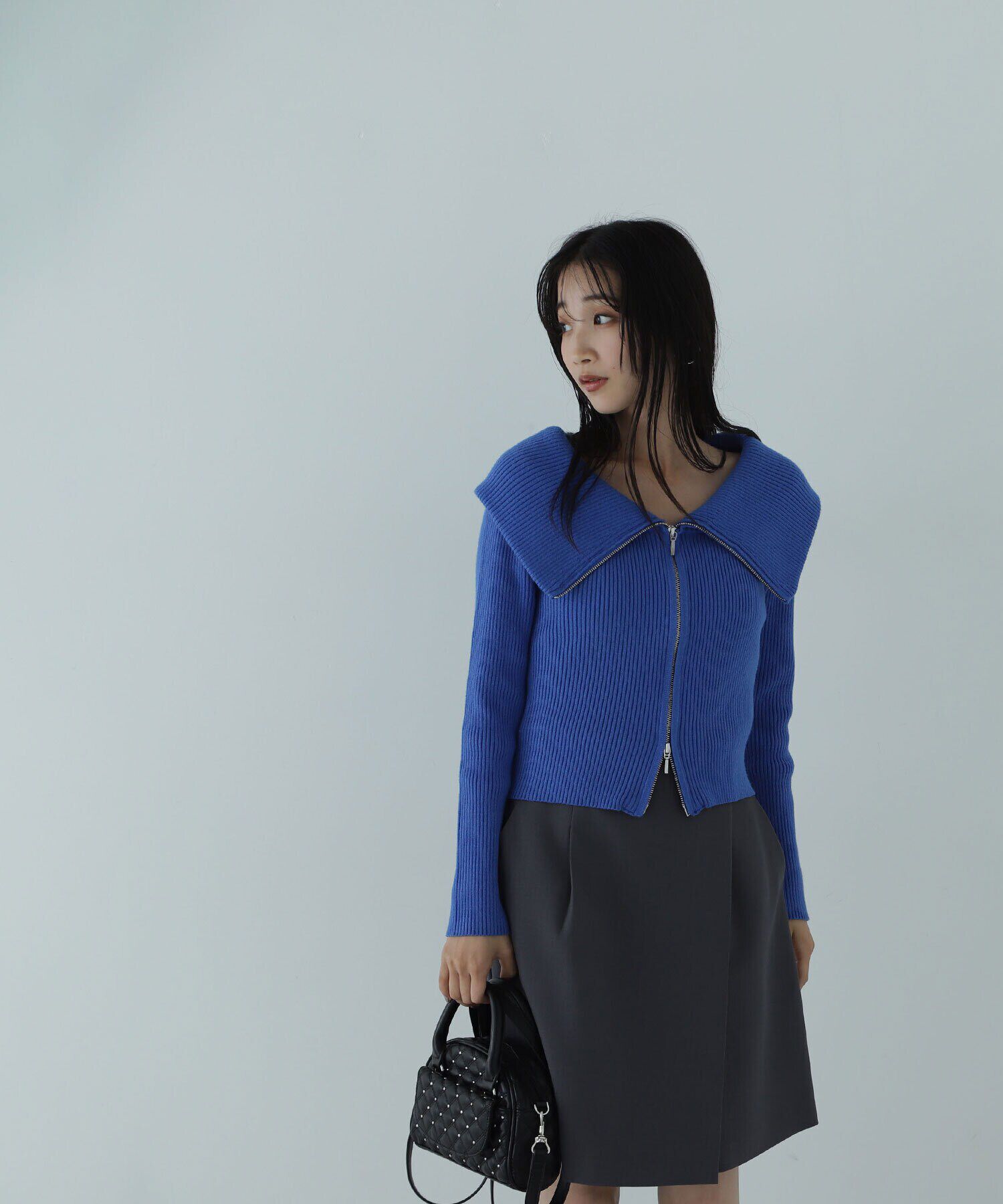  「ビッグカラーダブルジップニット」|ニット・セーター|