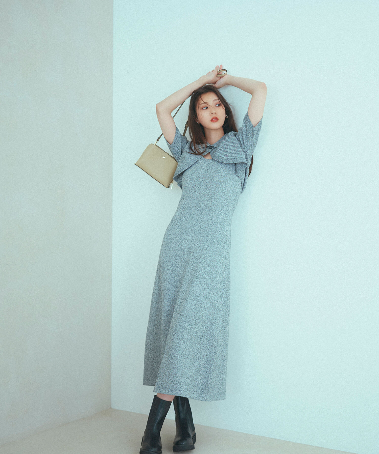  「ショートボレロセットニットワンピース」|ワンピース|