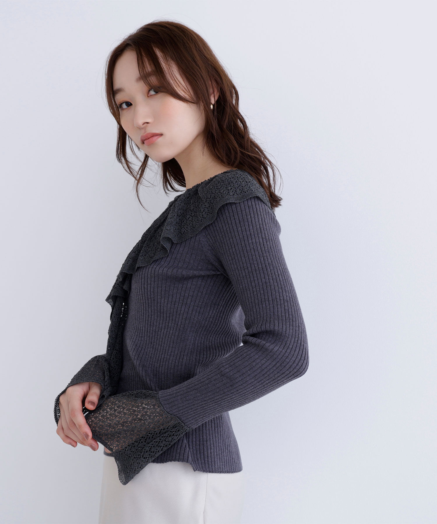  「レーストリムリブニット」|ニット・セーター|