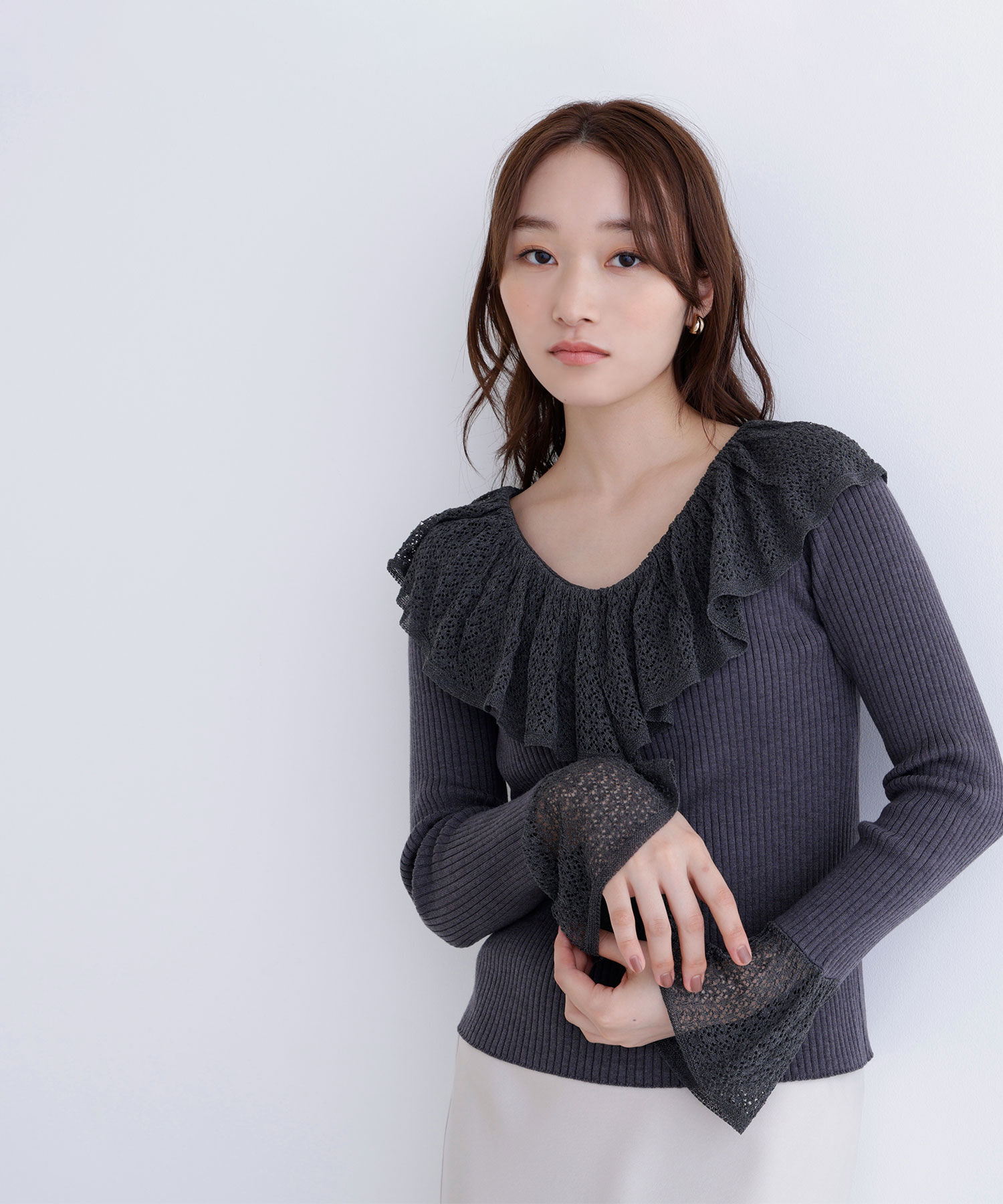  「レーストリムリブニット」|ニット・セーター|