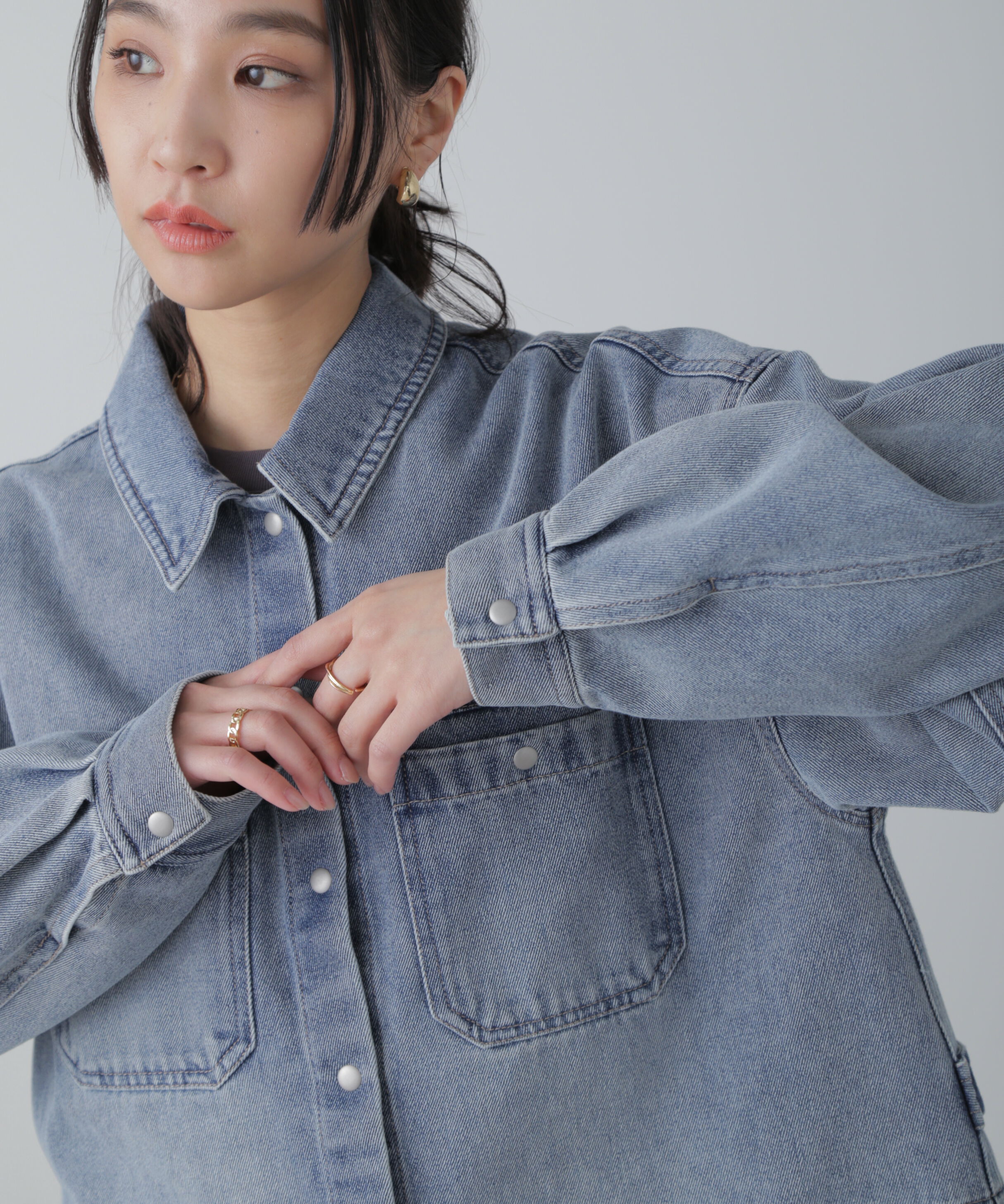  「フロントポケットショートシャツブルゾン」|ブルゾン・スタジャン|