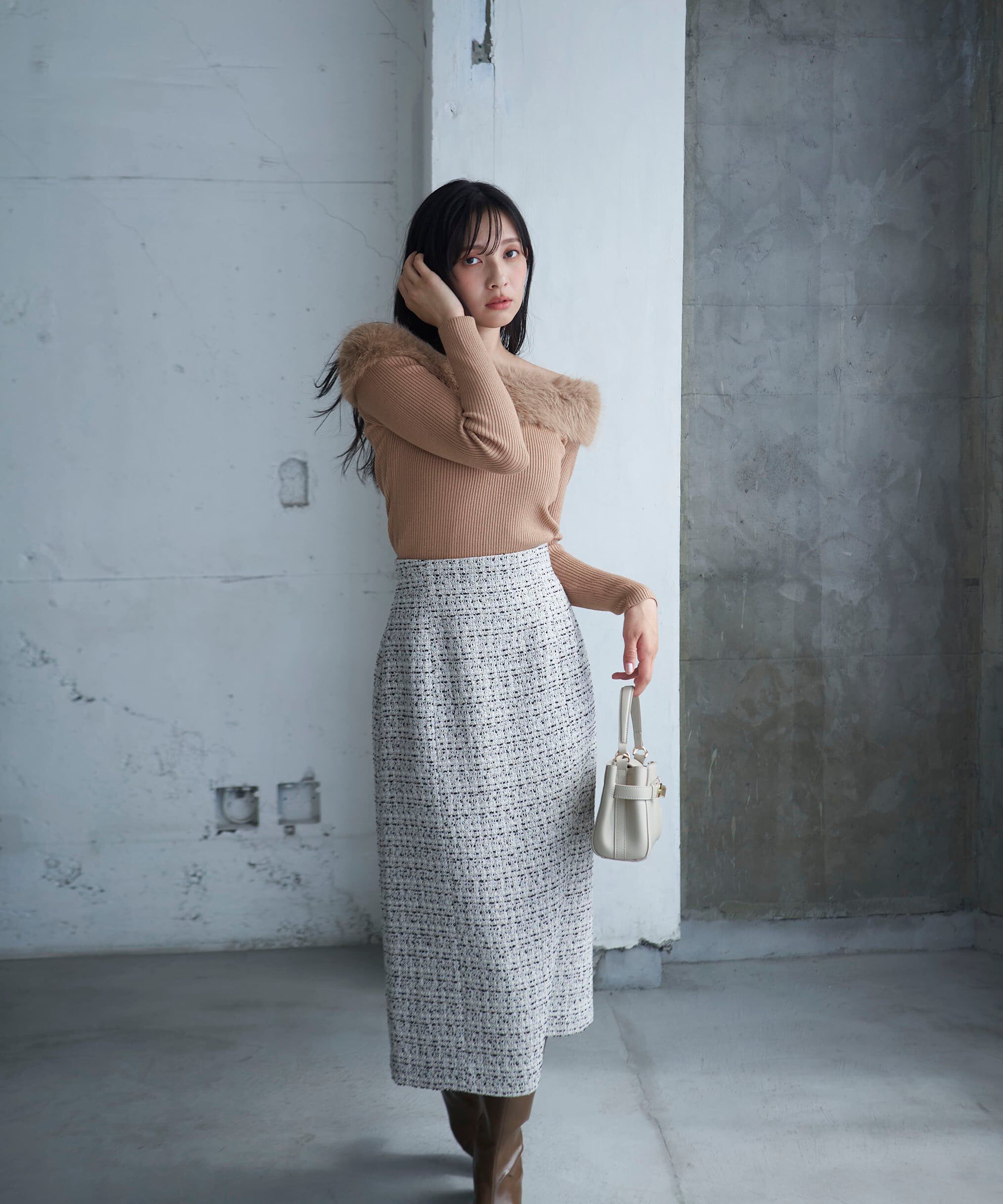 PROPORTION BODY DRESSING「ミックスツイードタイトスカート　24AW」|スカート|ベージュミッ