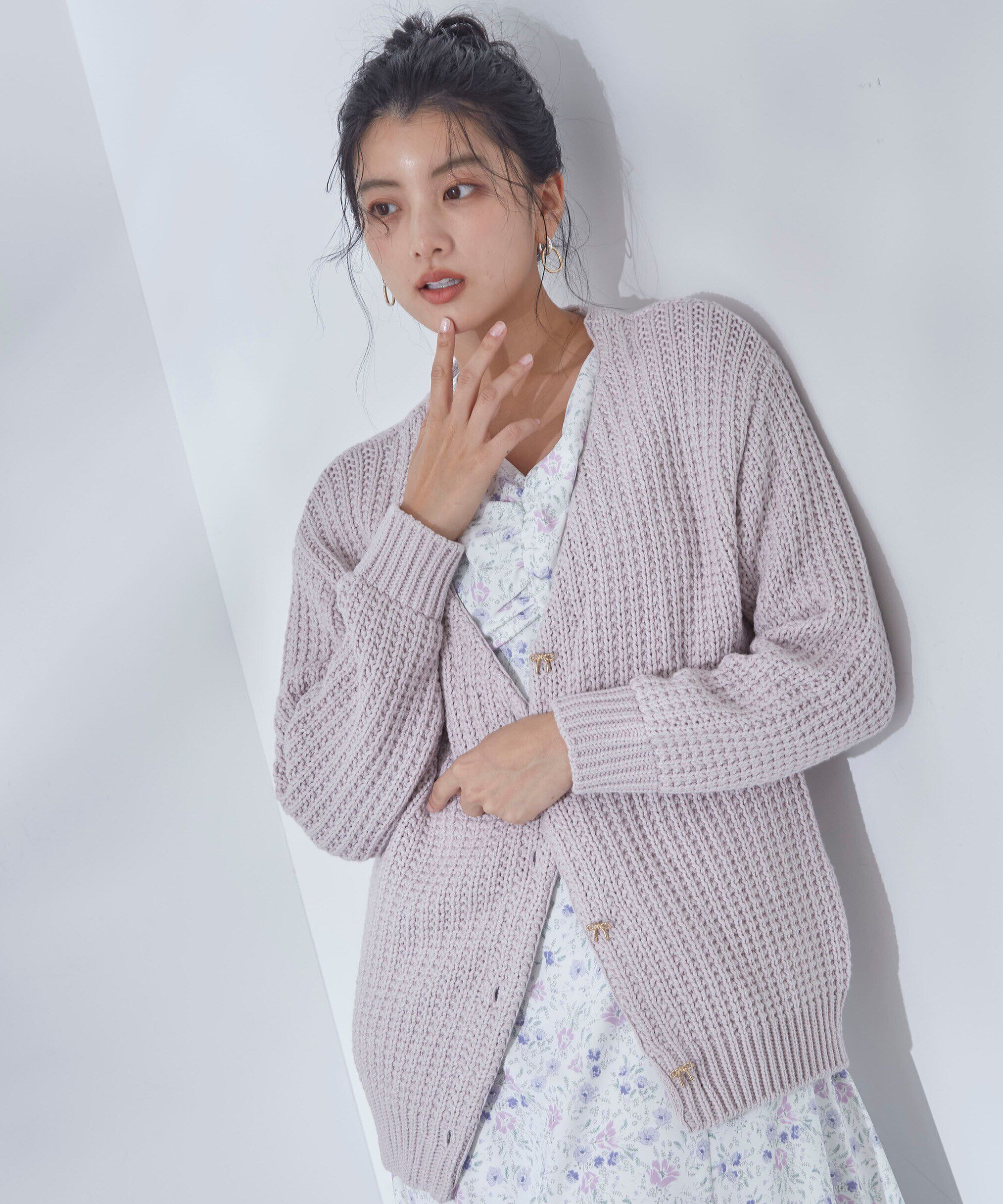 PROPORTION BODY DRESSING「透かし編みミドルカーディガン」|カーディガン|