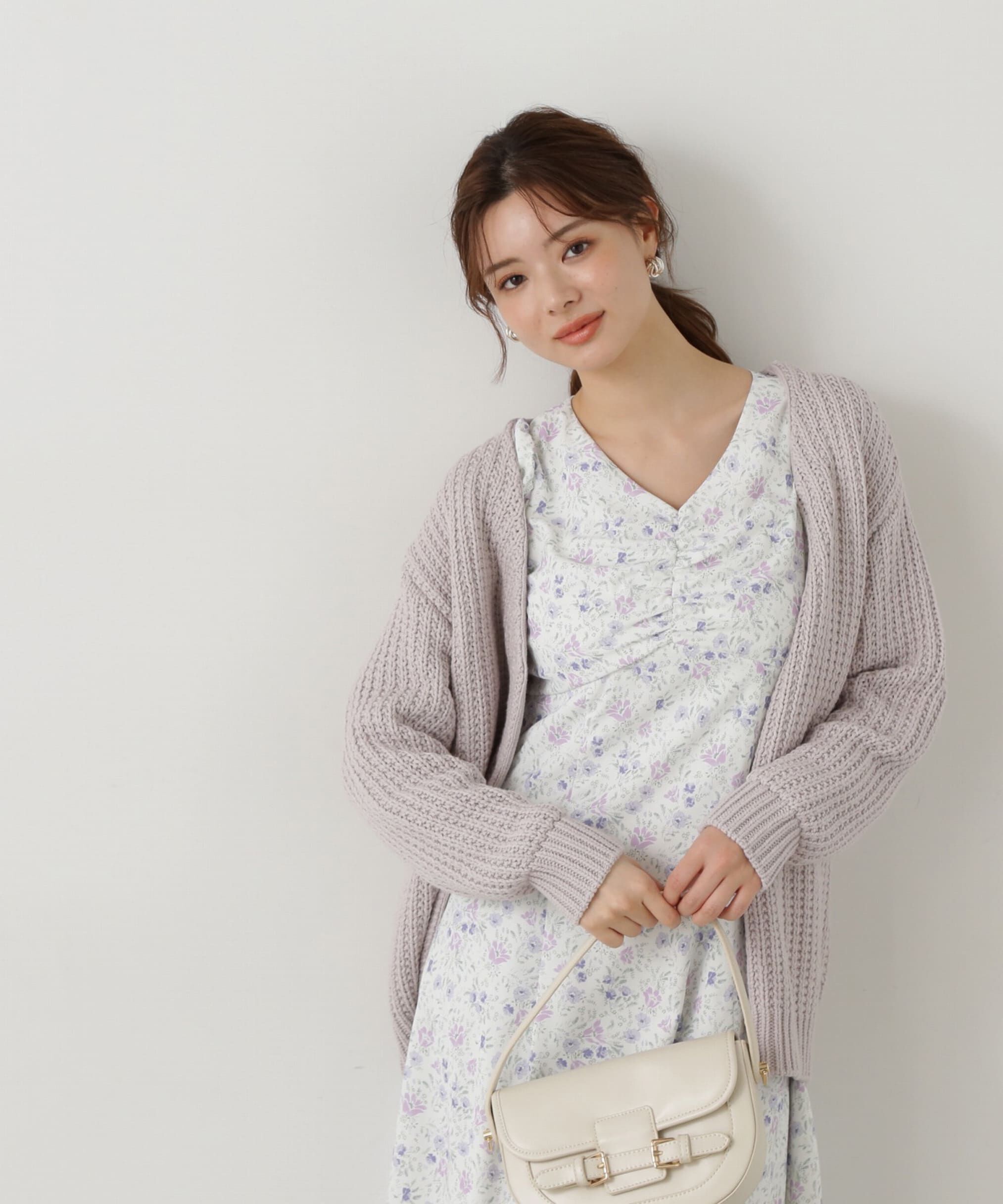 PROPORTION BODY DRESSING「透かし編みミドルカーディガン」|カーディガン|