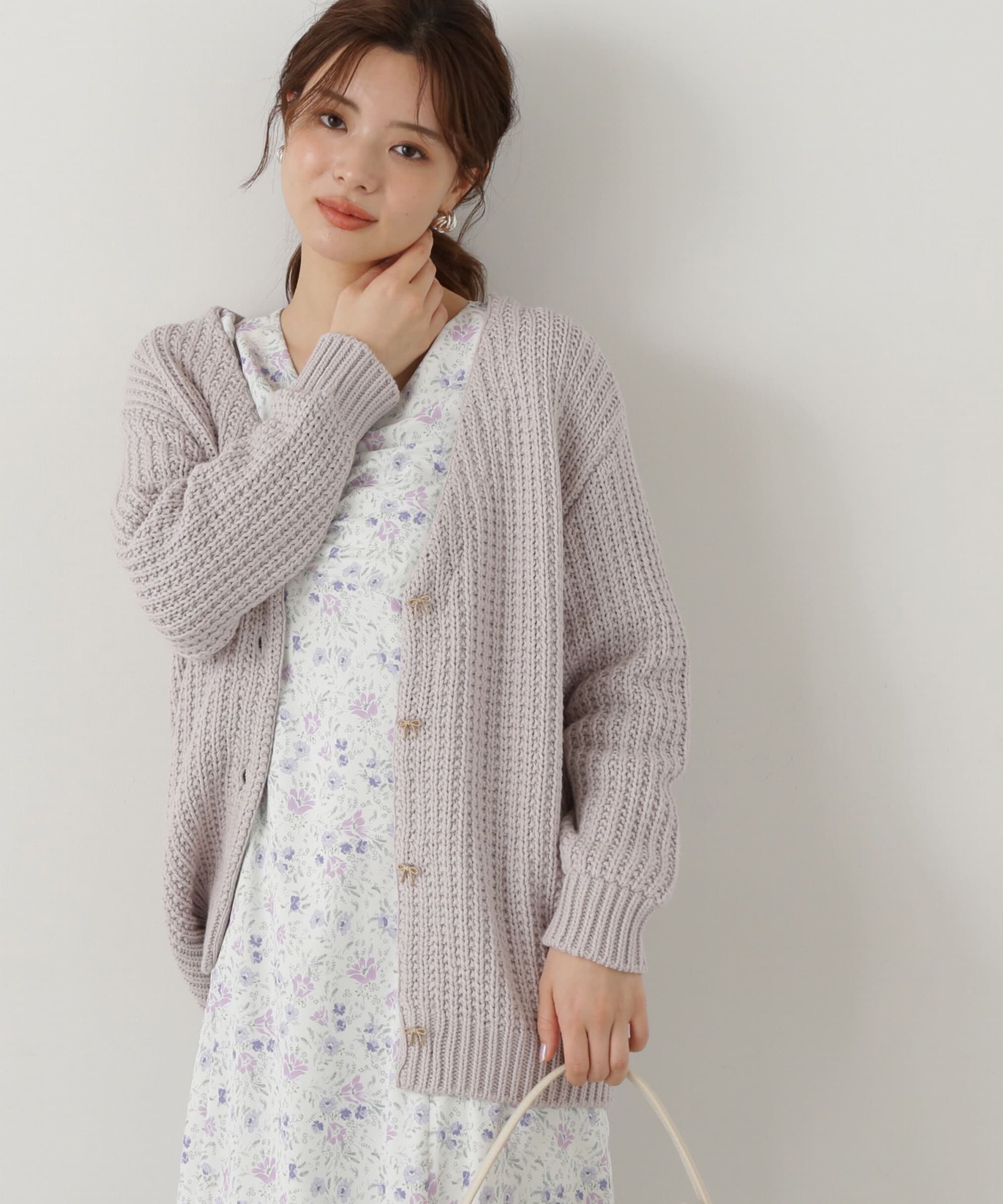 PROPORTION BODY DRESSING「透かし編みミドルカーディガン」|カーディガン|