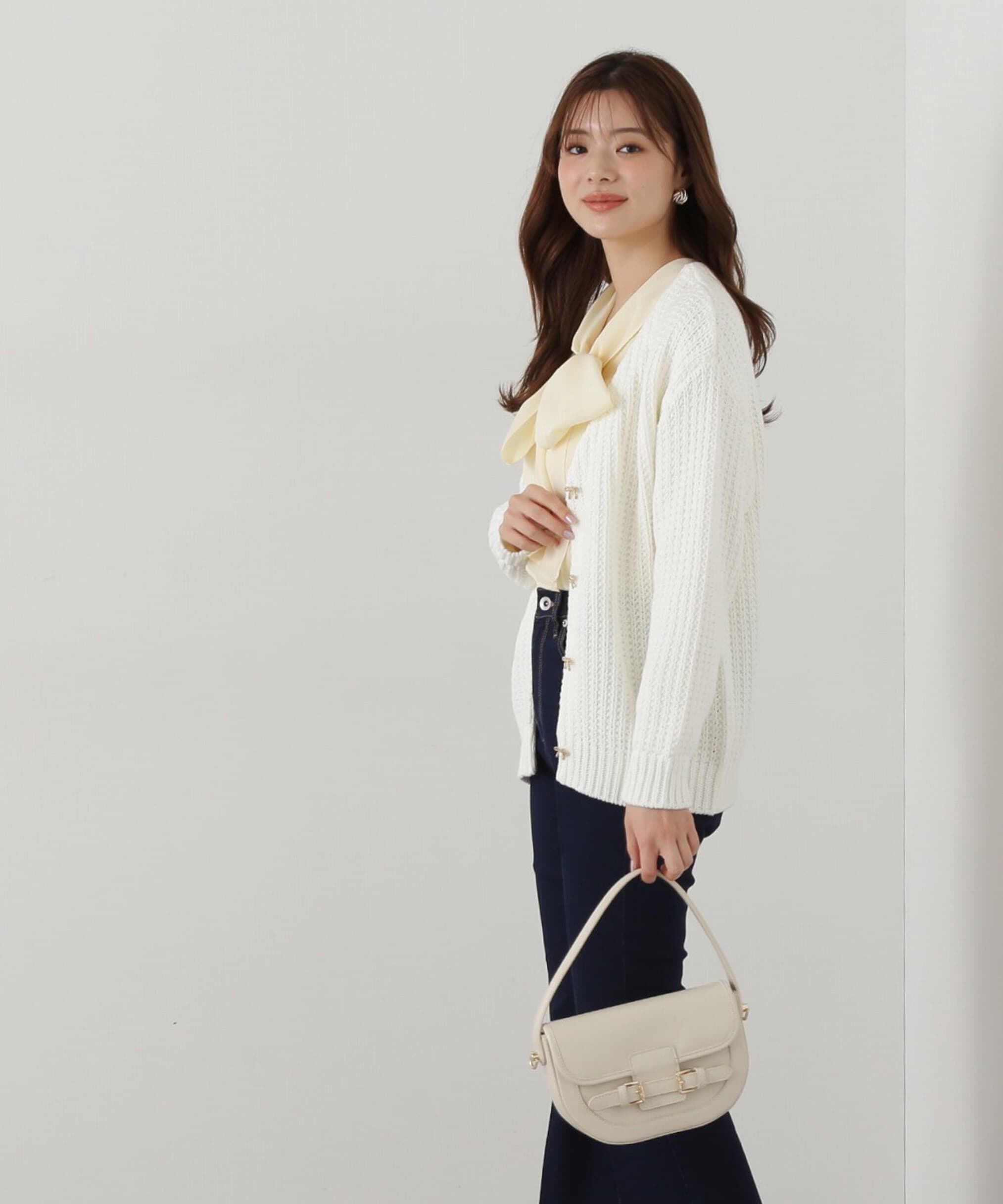 PROPORTION BODY DRESSING「透かし編みミドルカーディガン」|カーディガン|