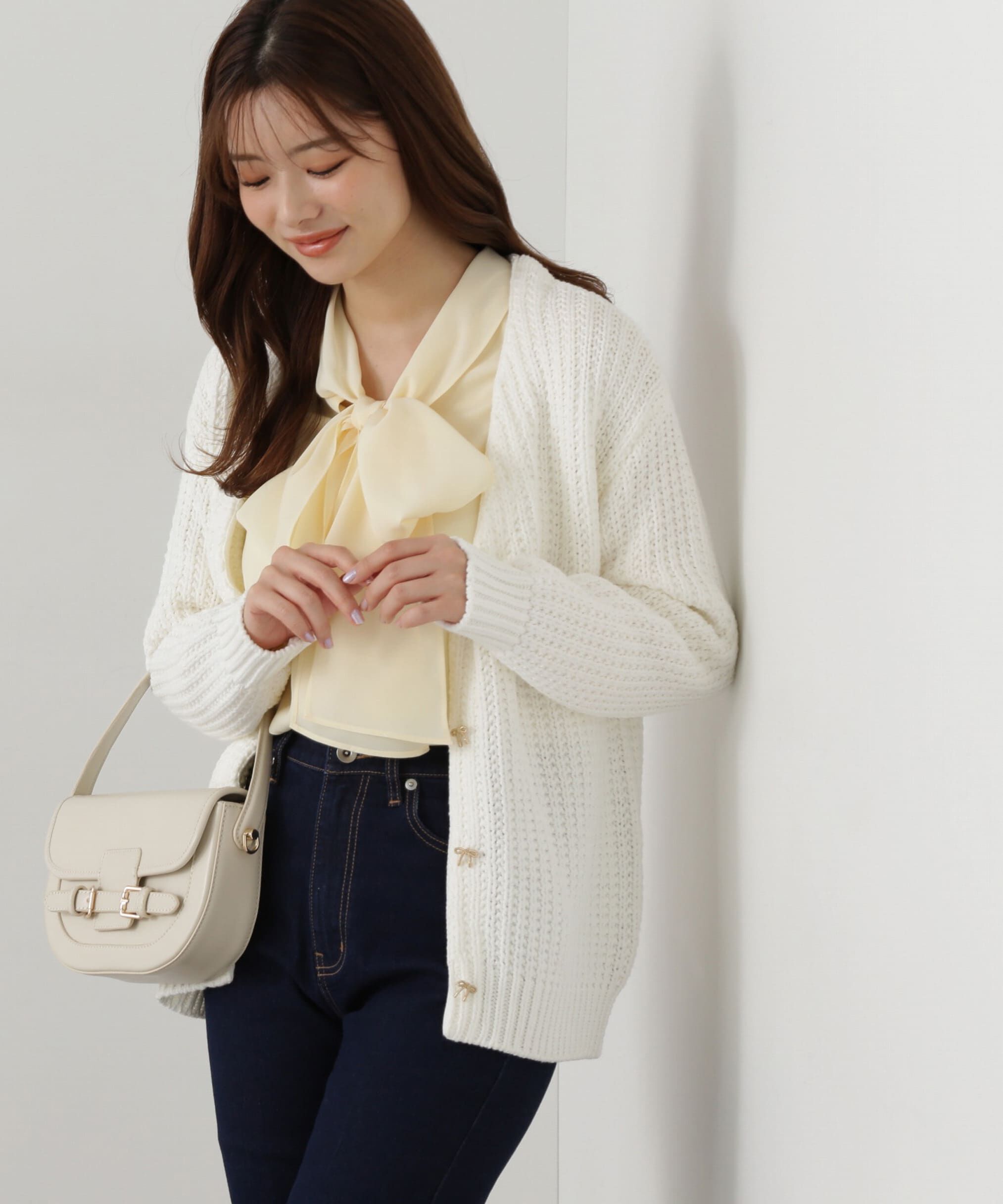 PROPORTION BODY DRESSING「透かし編みミドルカーディガン」|カーディガン|