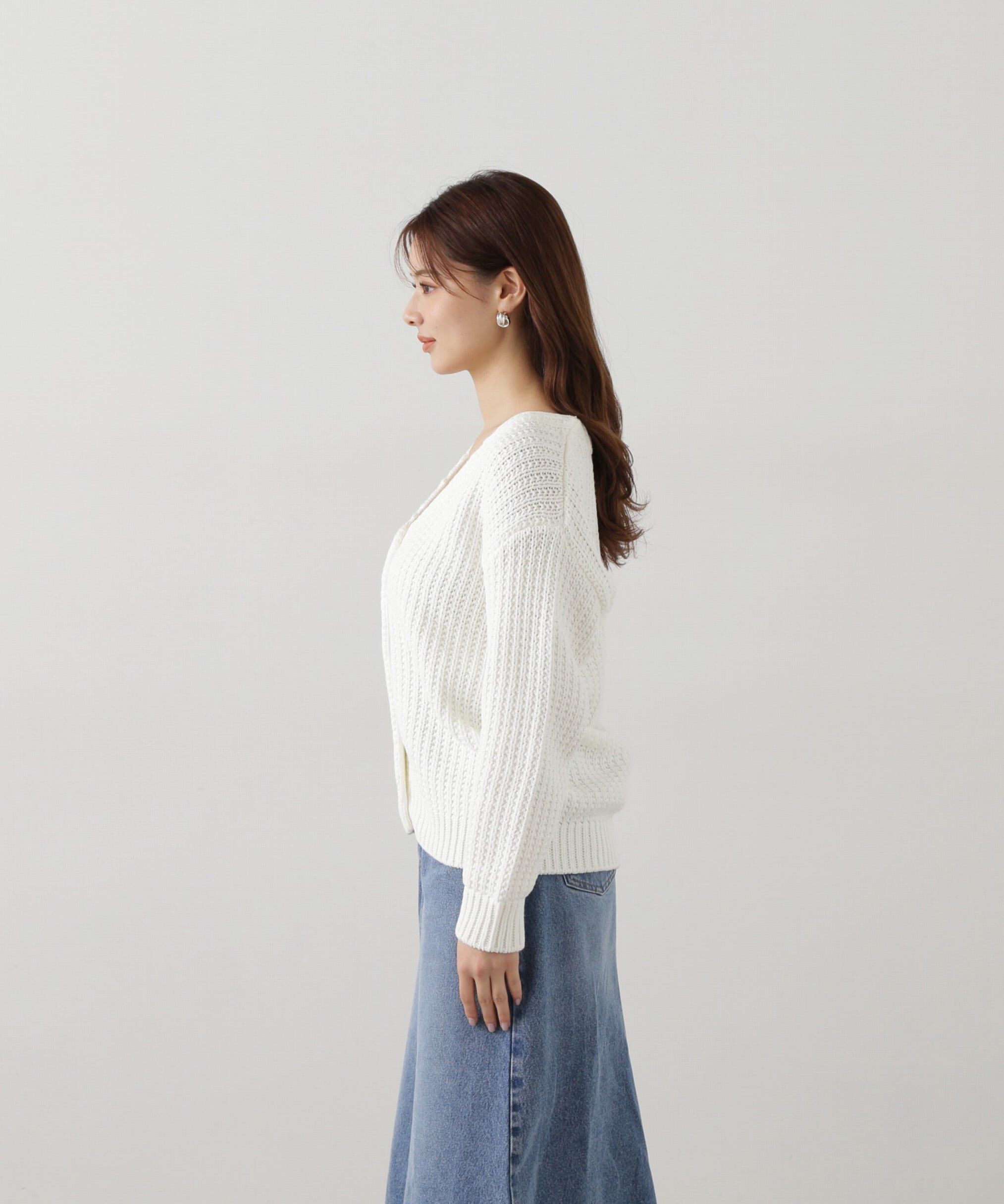 PROPORTION BODY DRESSING「透かし編みミドルカーディガン」|カーディガン|