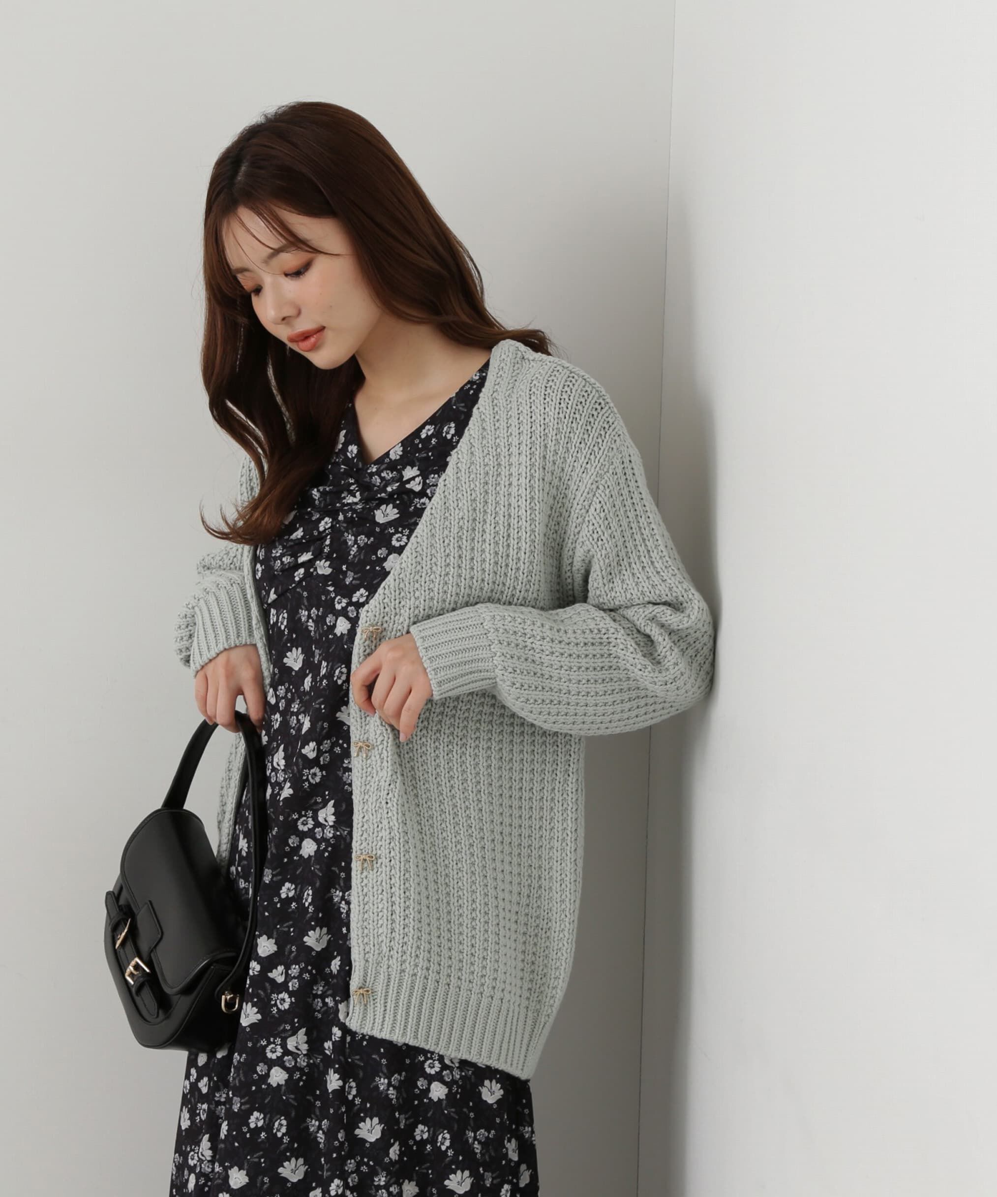 PROPORTION BODY DRESSING「透かし編みミドルカーディガン」|カーディガン|ミント