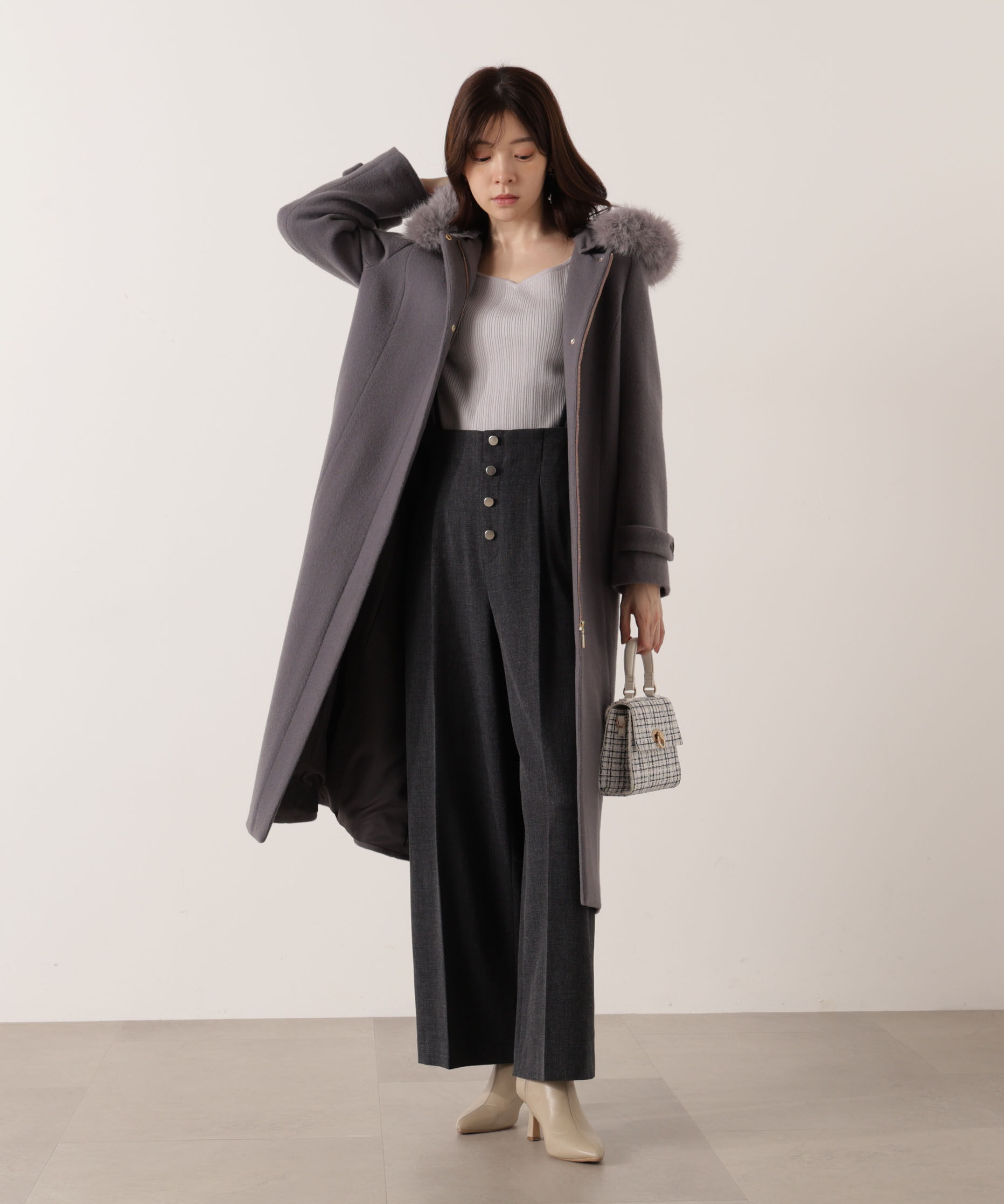 PROPORTION BODY DRESSING「モッサフードフェイクファーロングコート 25AW」|その他|