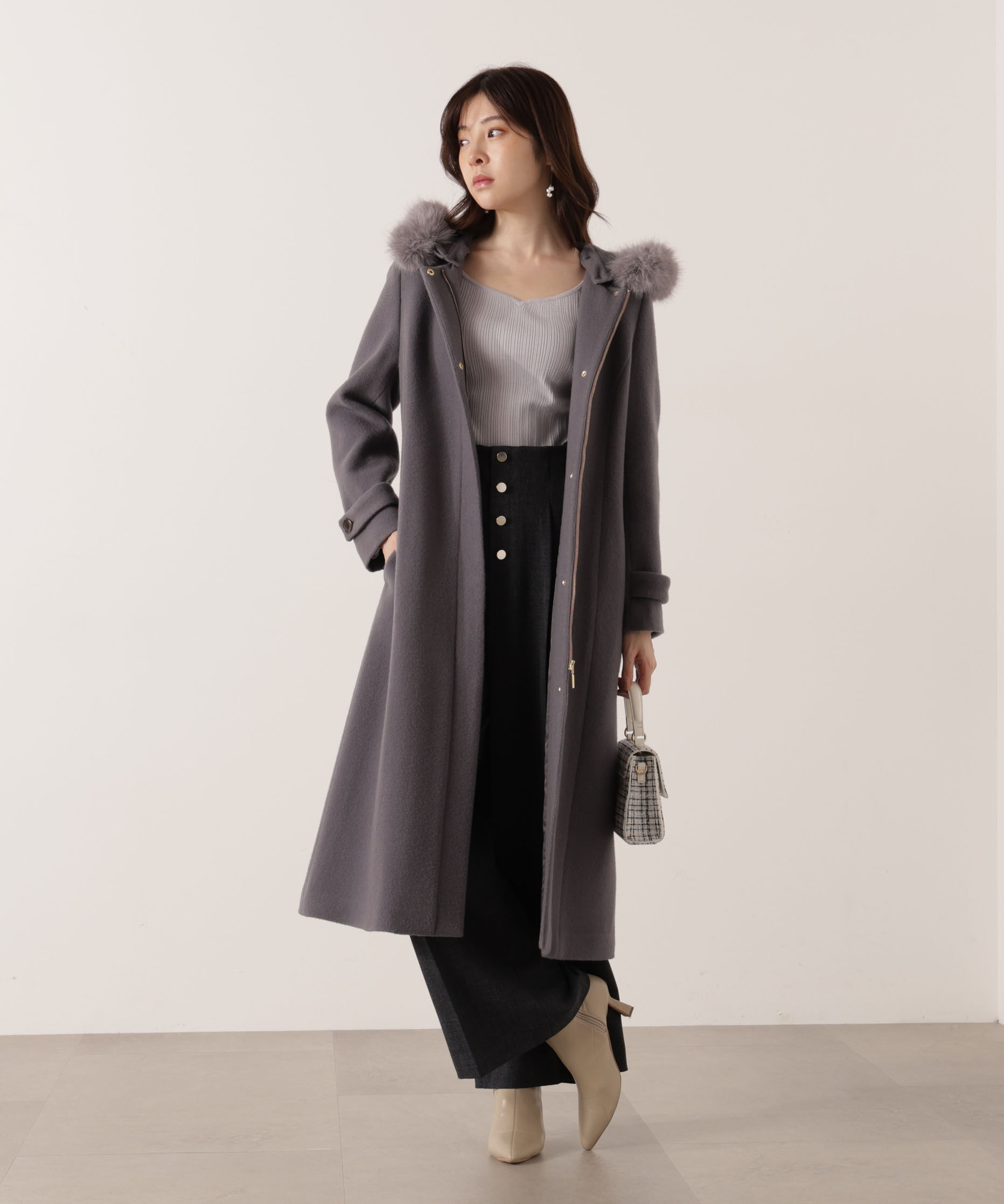 PROPORTION BODY DRESSING「モッサフードフェイクファーロングコート 25AW」|その他|