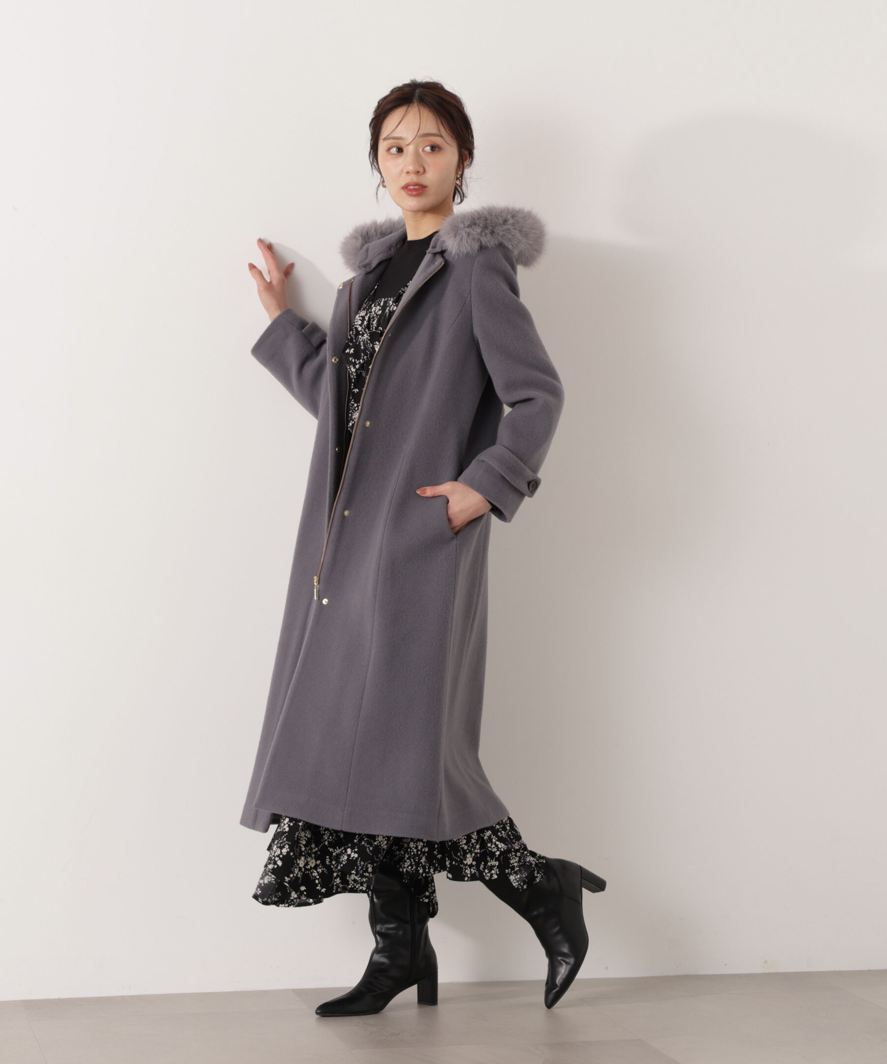 PROPORTION BODY DRESSING「モッサフードフェイクファーロングコート 25AW」|その他|