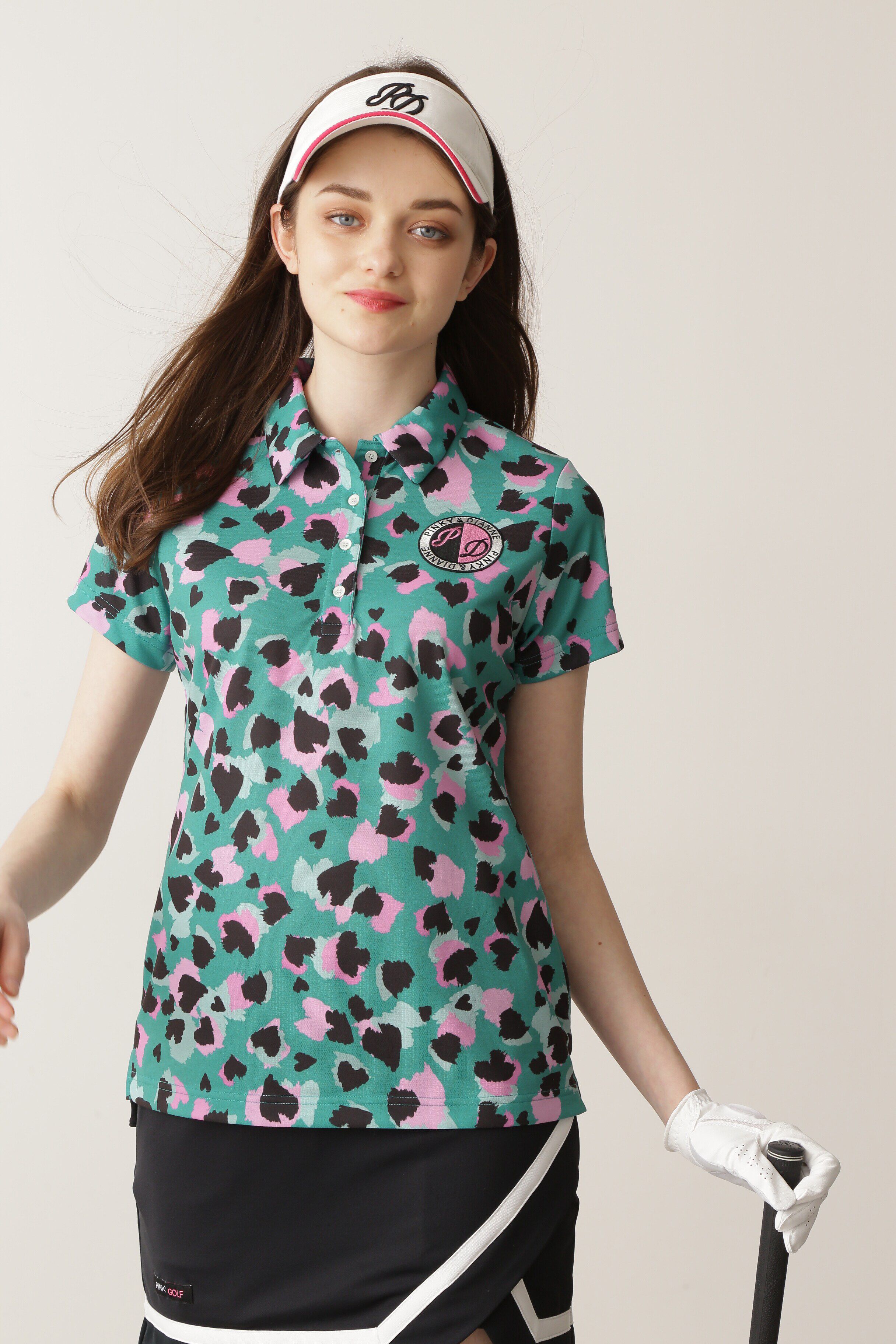  「[PINKY GOLF]アニマルプリントポロシャツ」|Tシャツ・カットソー|グリーン系1